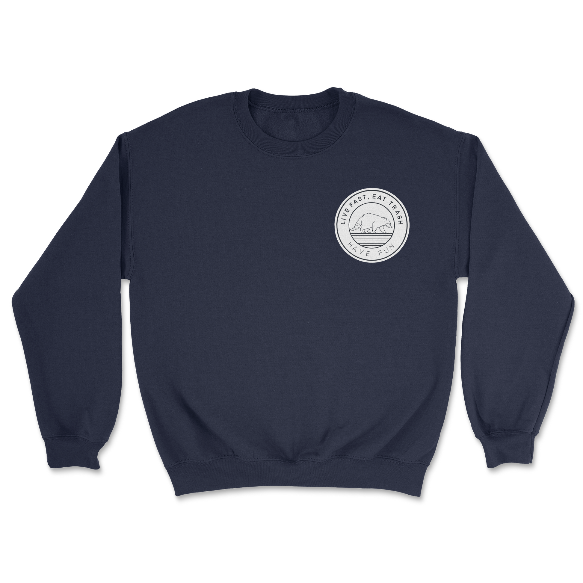 Heavy Blend Crew Neck Raccoon Logo  in Navy