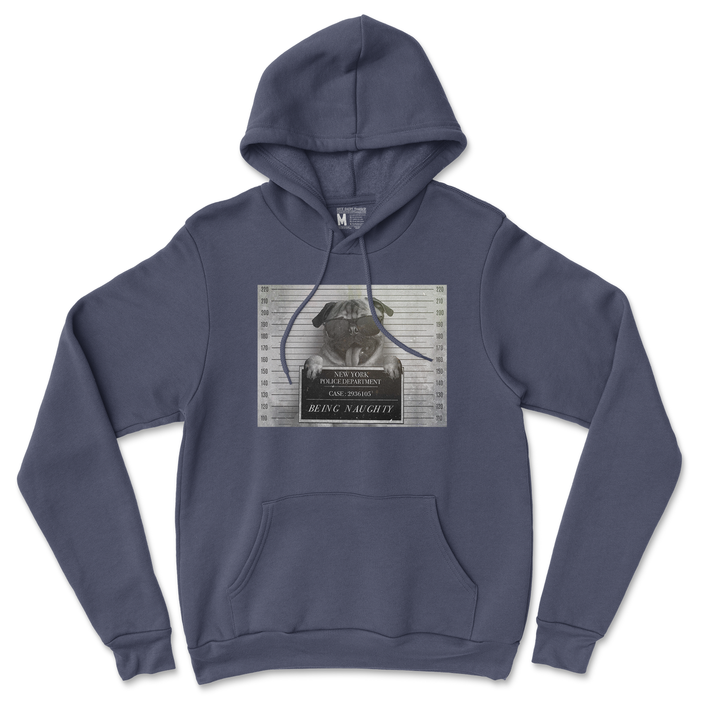 Gildan SoftStyle Hoodie Naughty Pug in Navy