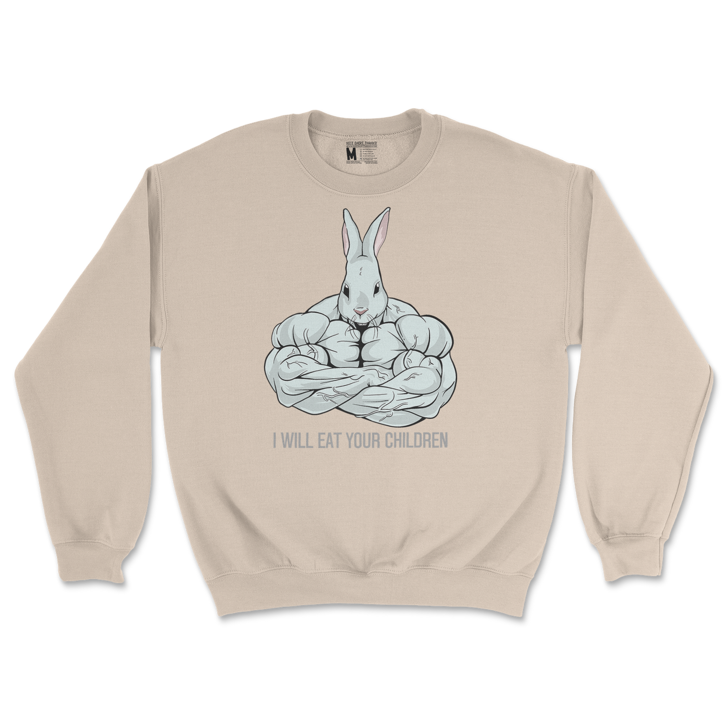 Gildan SoftStyle Crew Neck Scary Rabbit in Sand