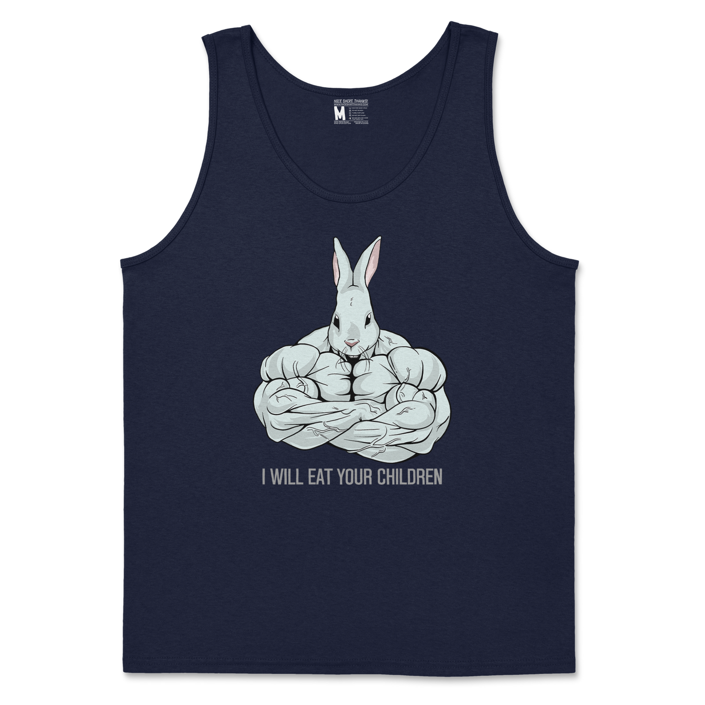 Gildan SoftStyle Tank Top Scary Rabbit in Navy