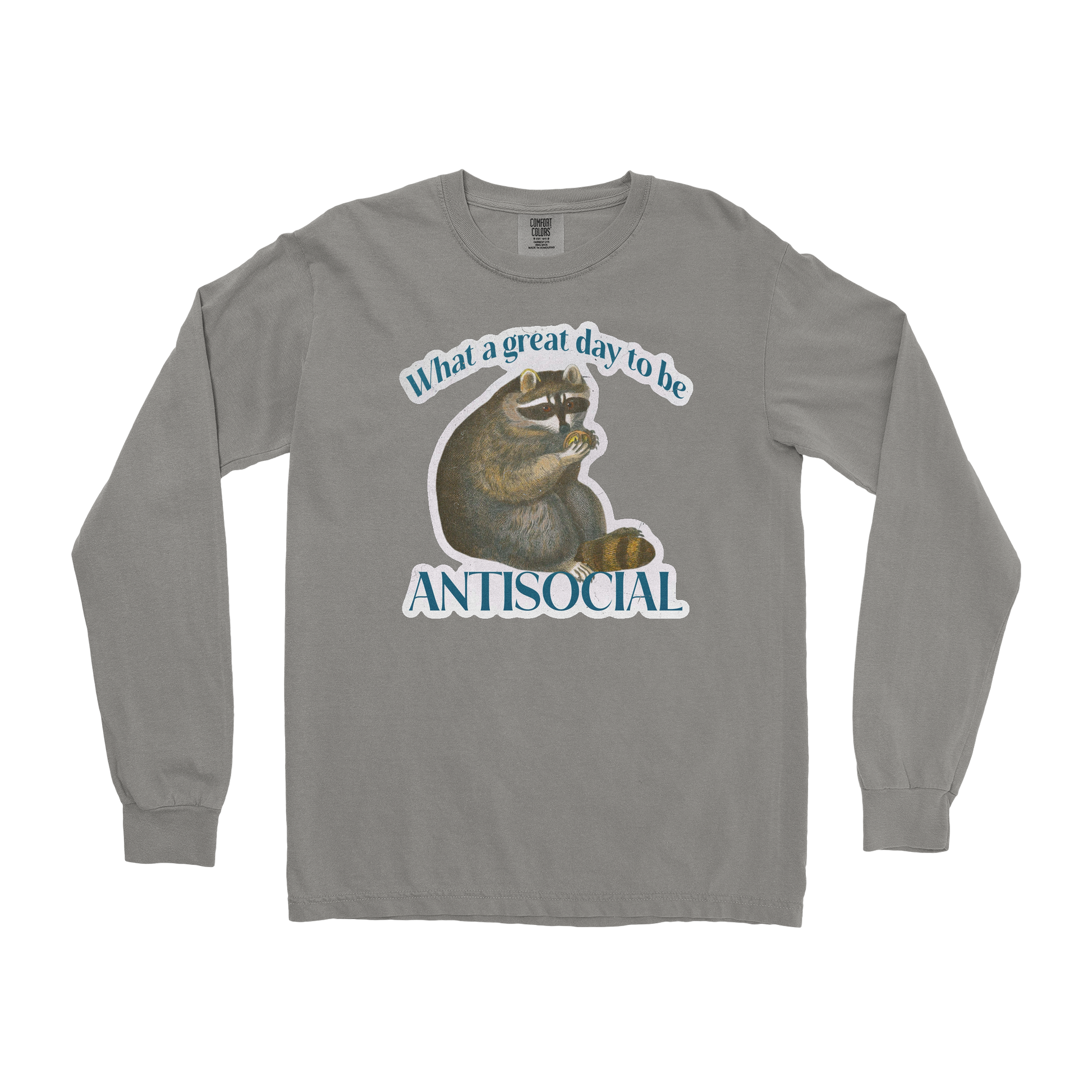 Comfort Colors Long Sleeve Antisocial in Grey