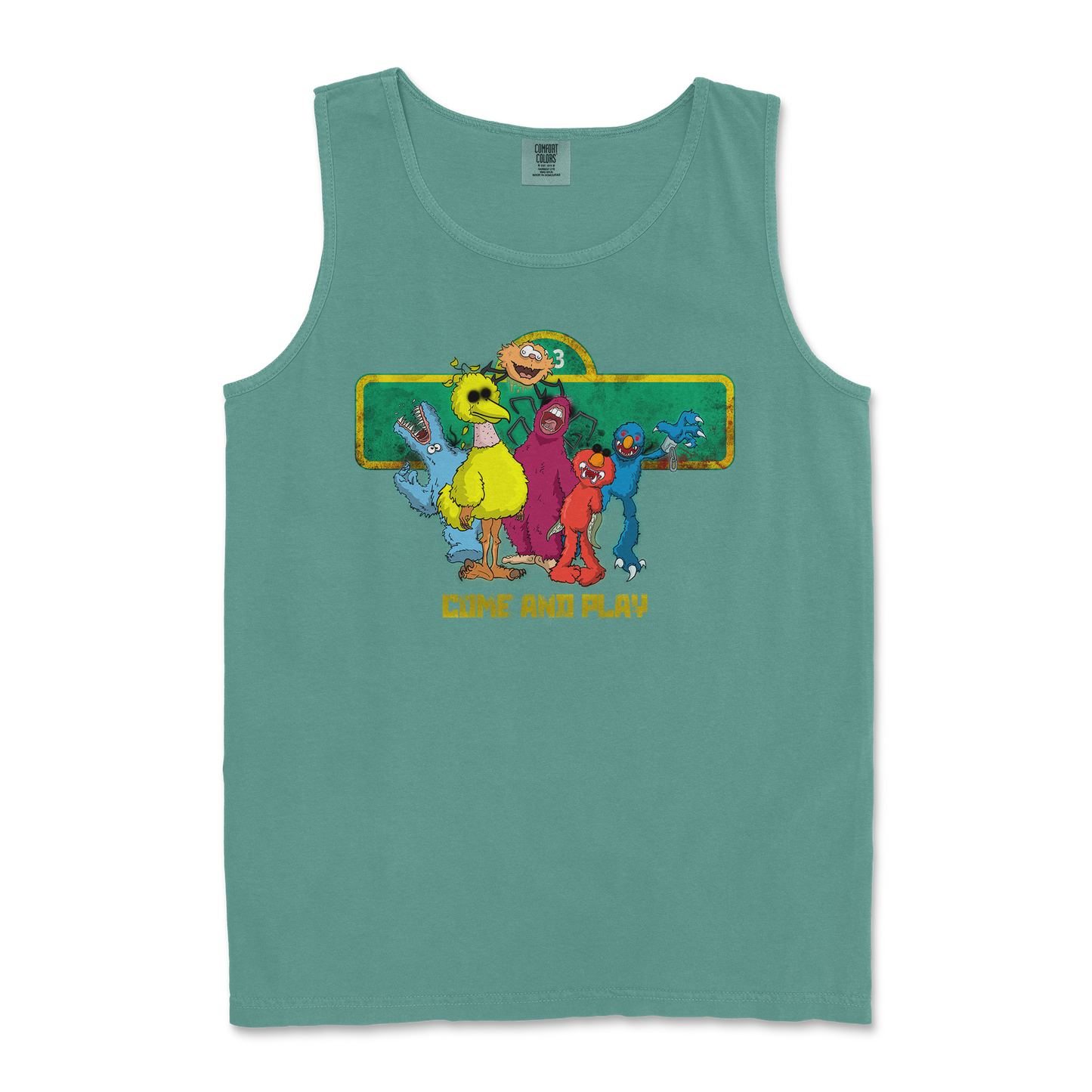 Comfort Colors Tank Top Cursed Sesame Street in LightGreen