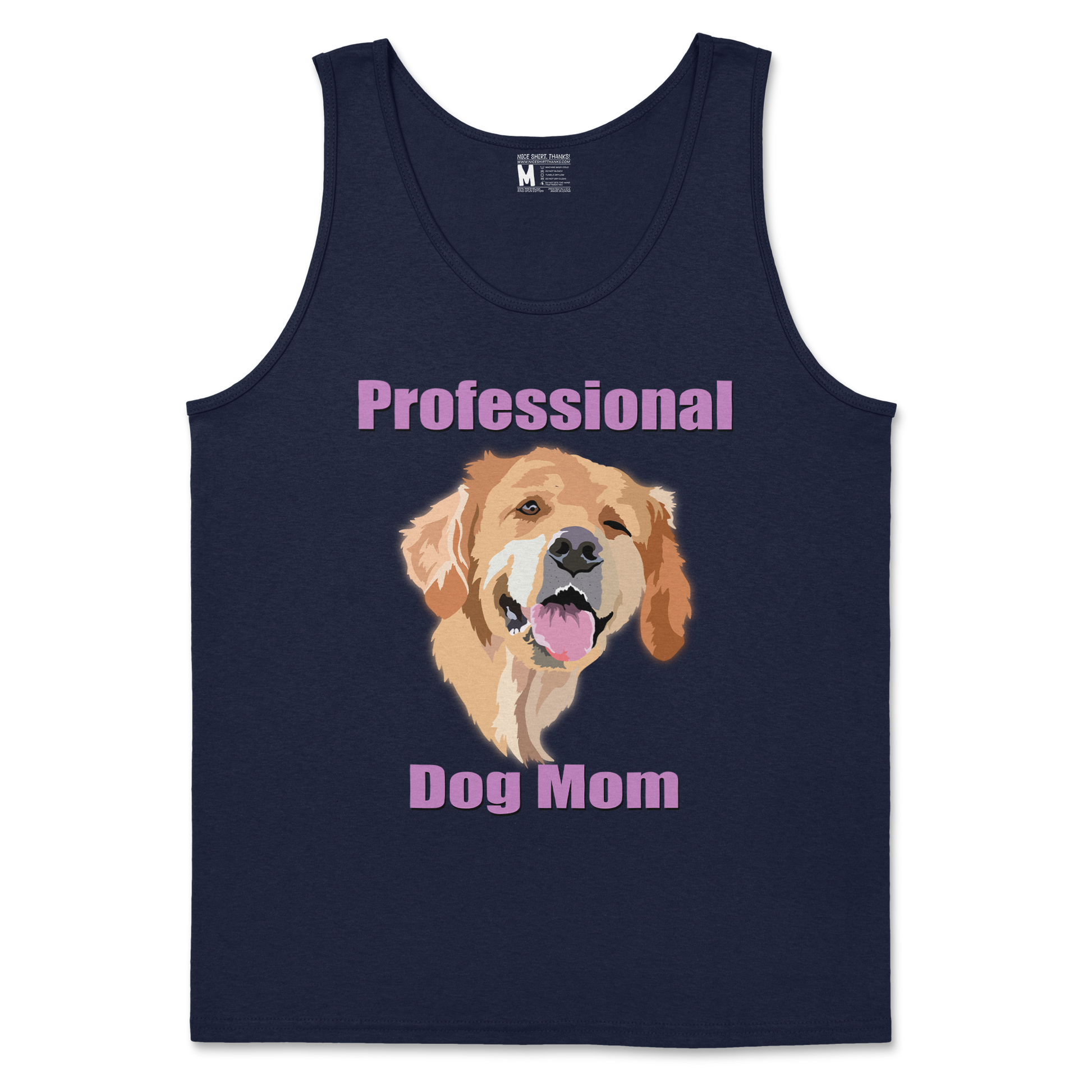 Gildan SoftStyle Tank Top Dog Mom in Navy