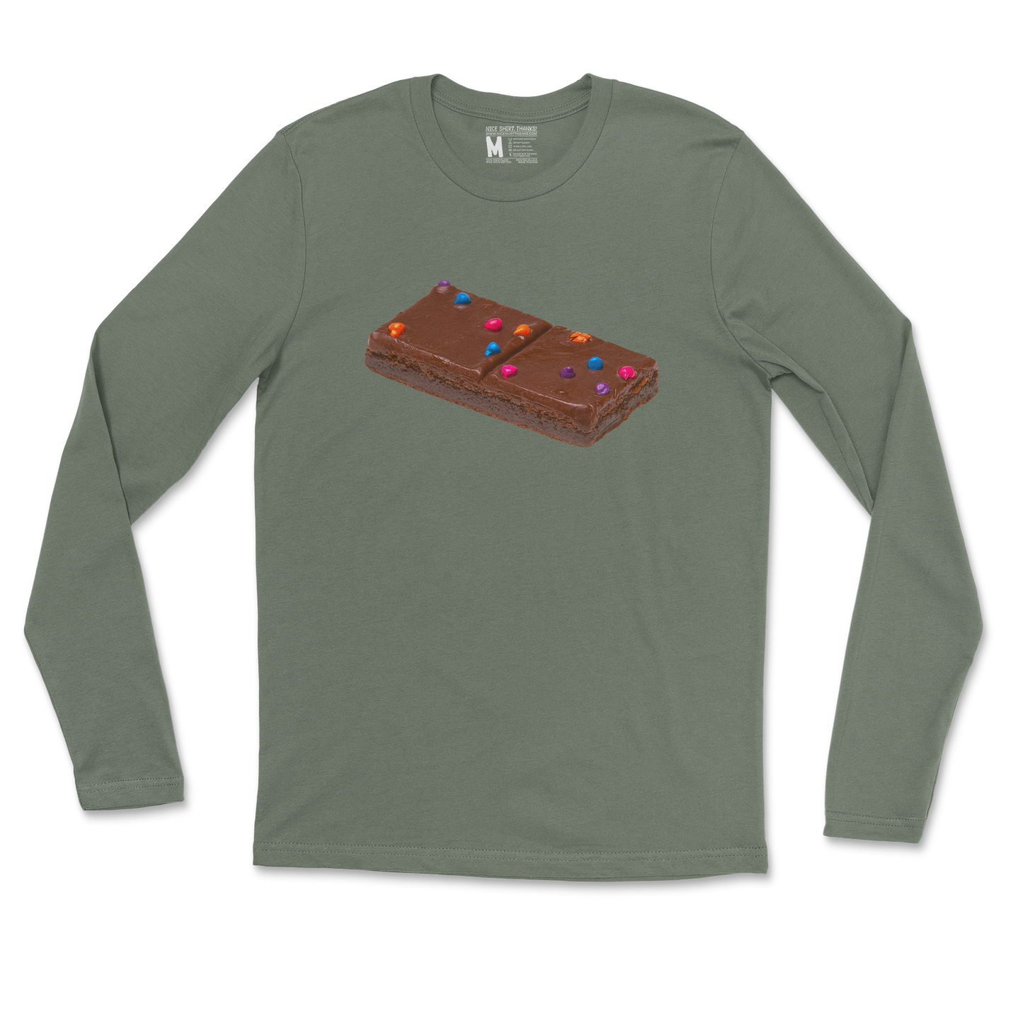 Gildan SoftStyle Long Sleeve Mmmmm Yummmm in Military Green
