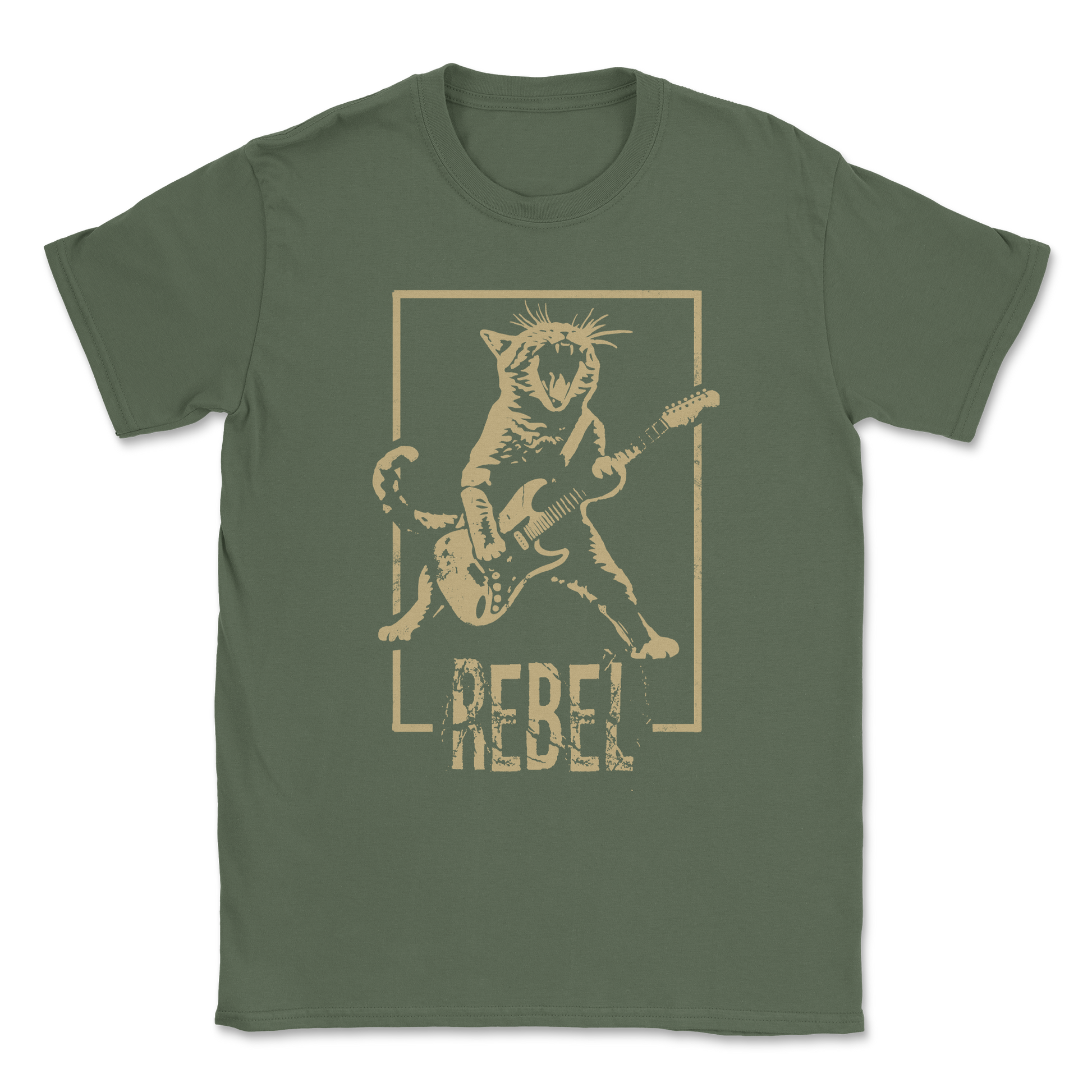 Heavy Blend T-Shirt Rebel Kitty in Military Green