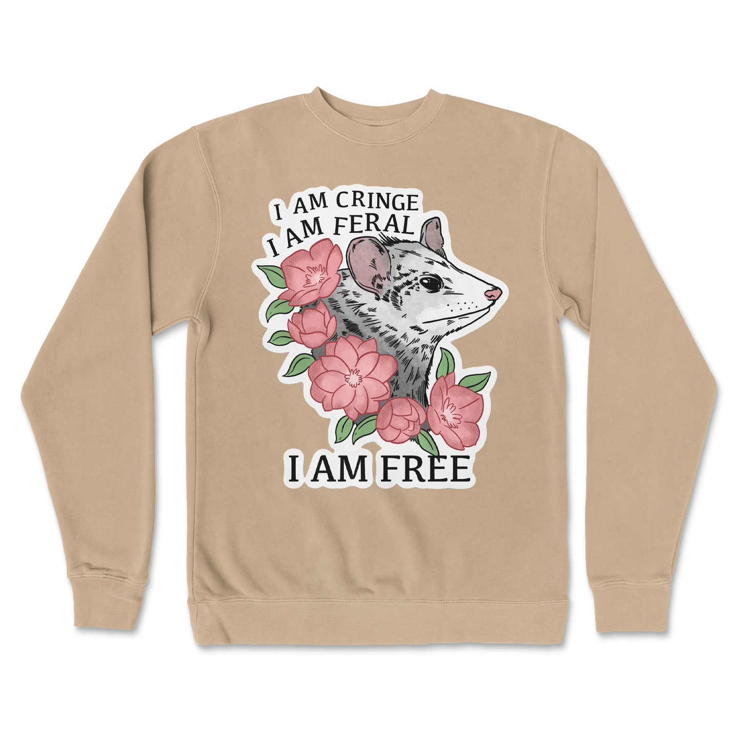 Independent Clothing Co. Crew Neck I Am Cringe  in Sandstone