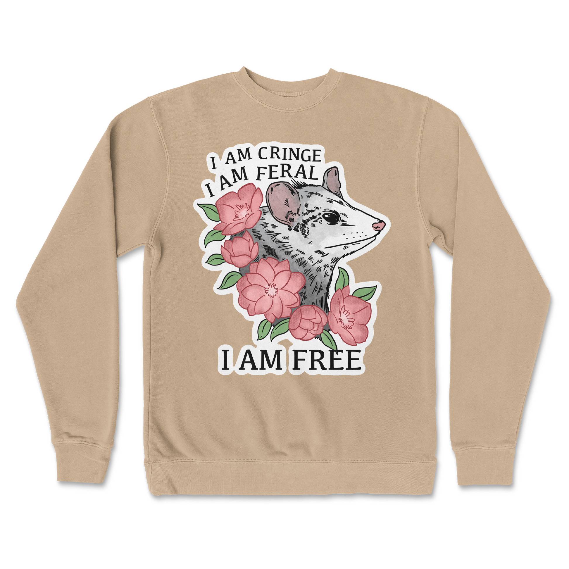 Independent Clothing Co. Crew Neck I Am Cringe  in Sandstone