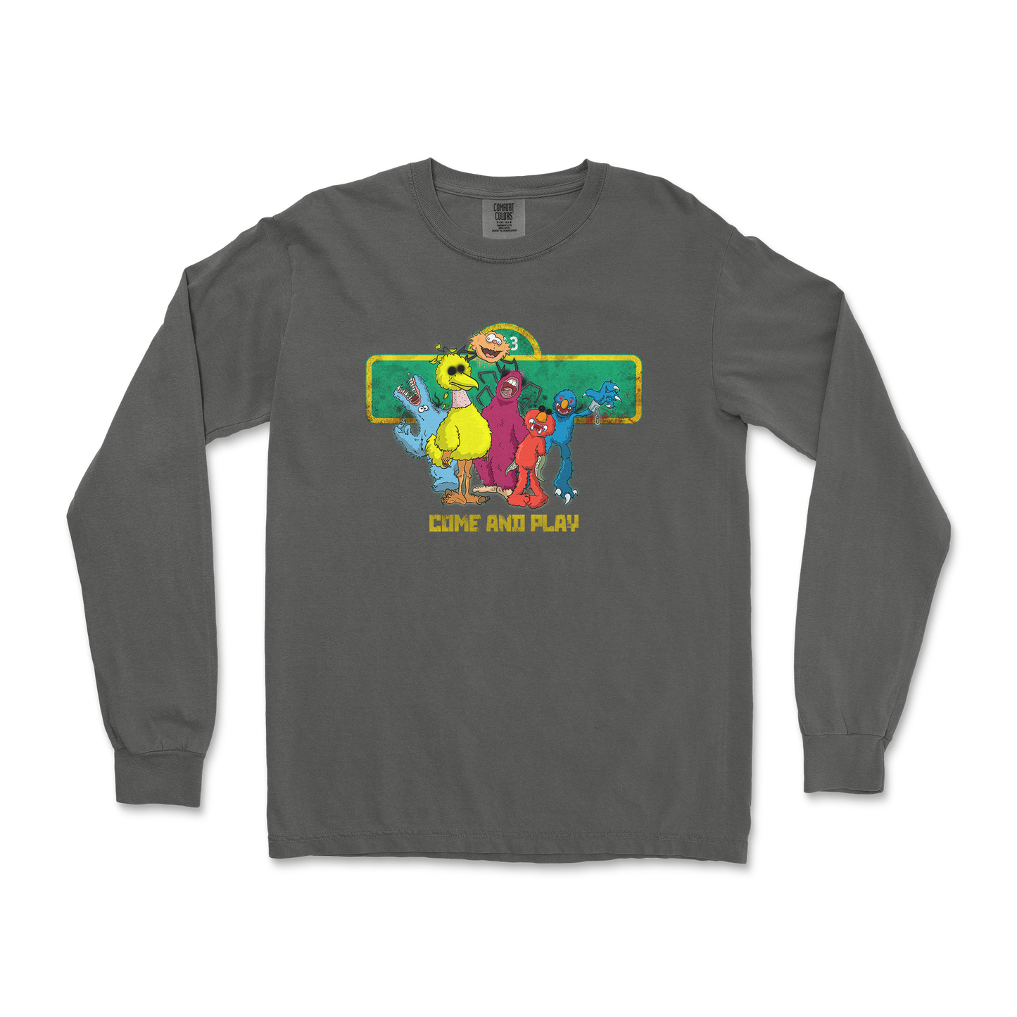 Comfort Colors Long Sleeve Cursed Sesame Street in Pepper