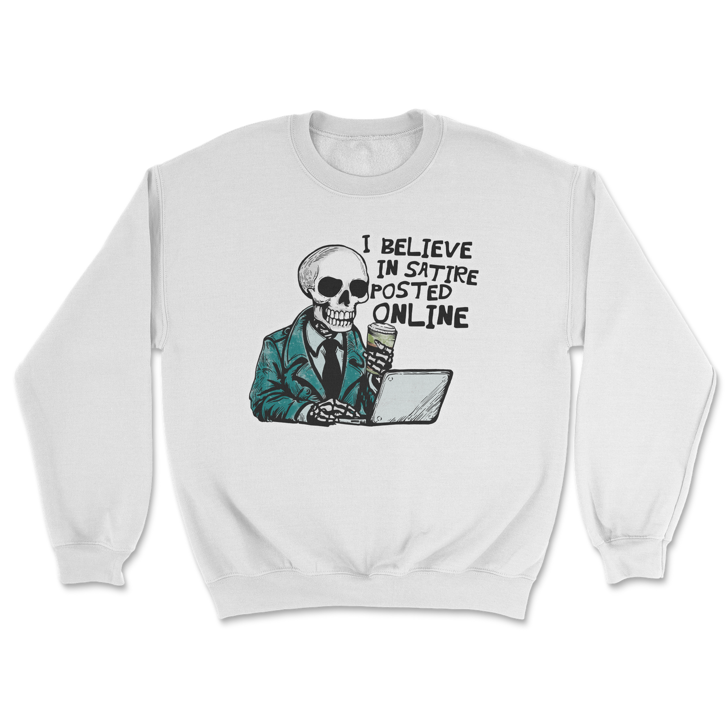 Heavy Blend Crew Neck Believe in Satire in White