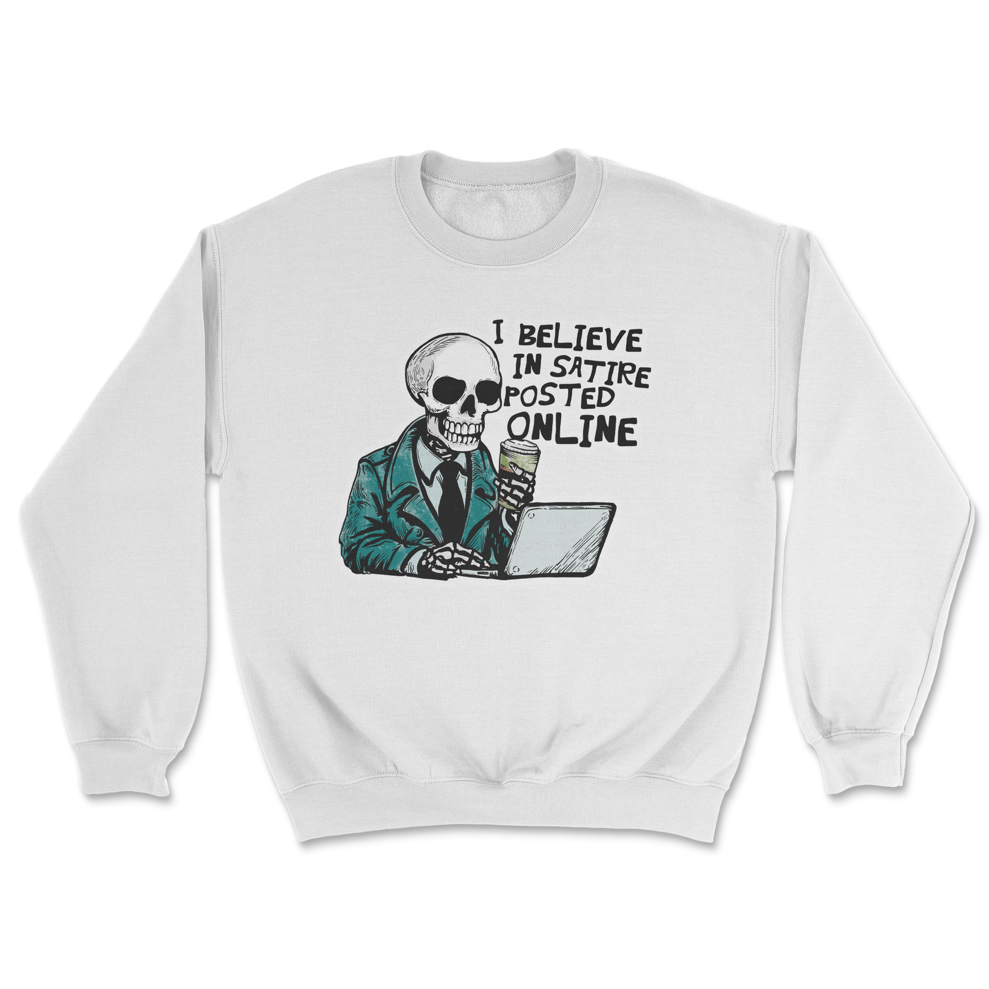 Heavy Blend Crew Neck Believe in Satire in White