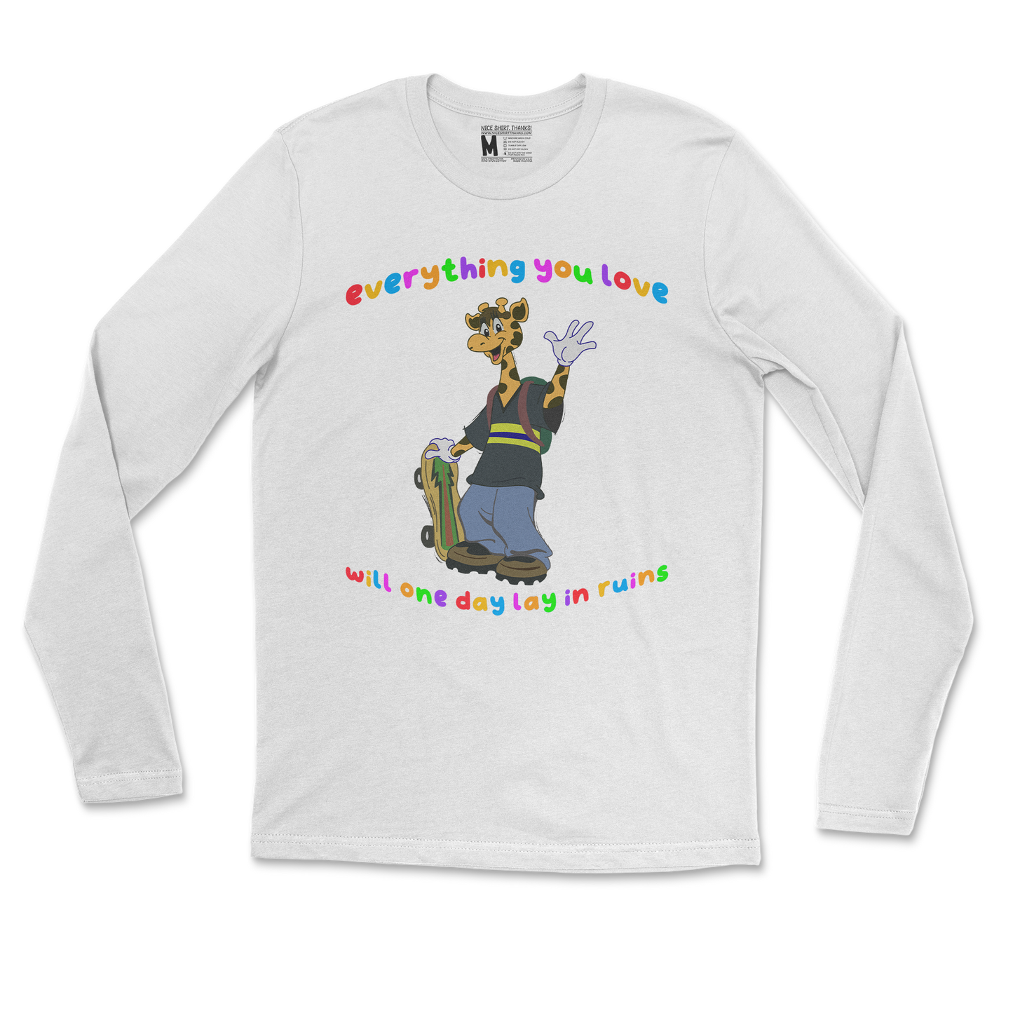 Gildan SoftStyle Long Sleeve Jerry the Giraffe in White