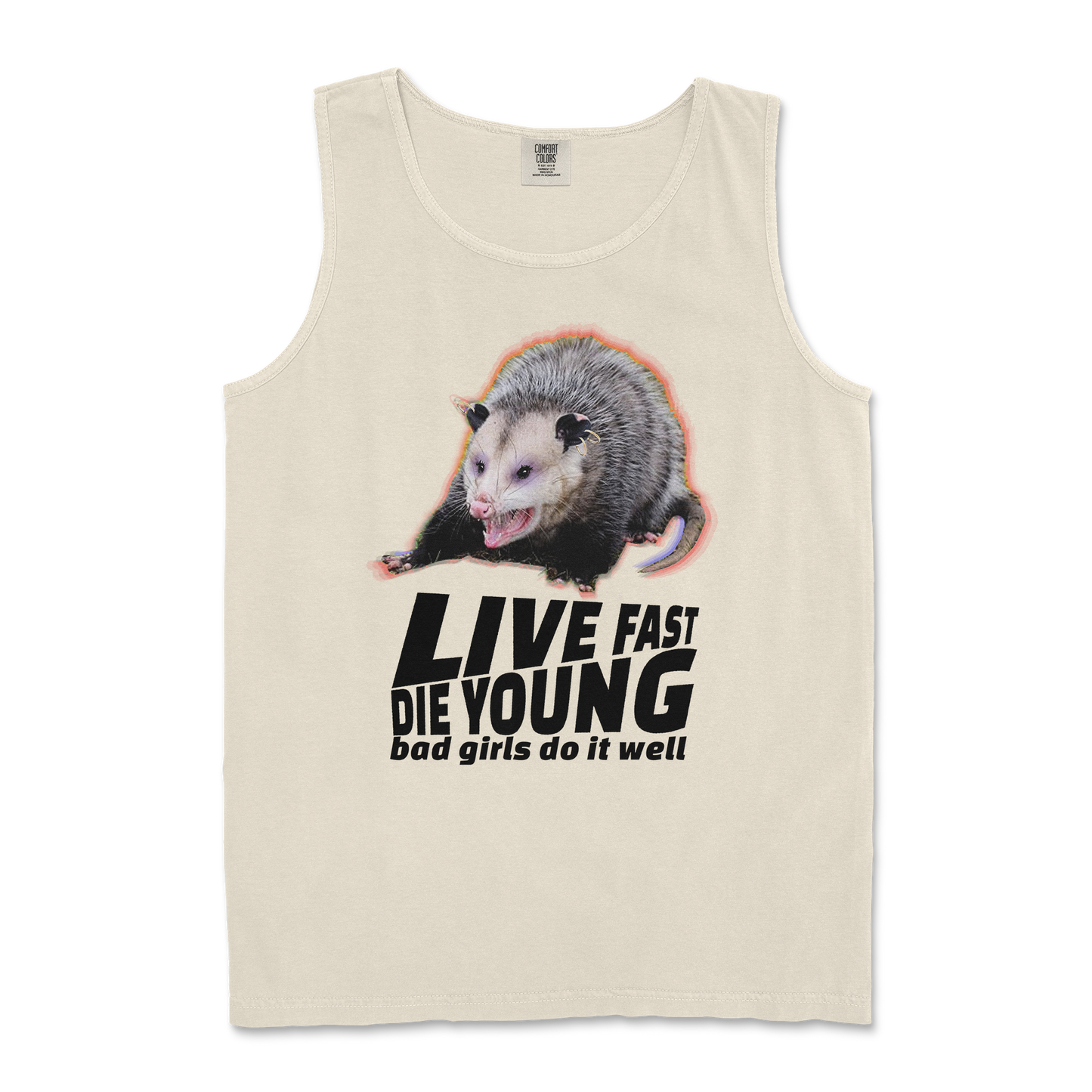 Comfort Colors Tank Top Live Fast Die Young in Ivory