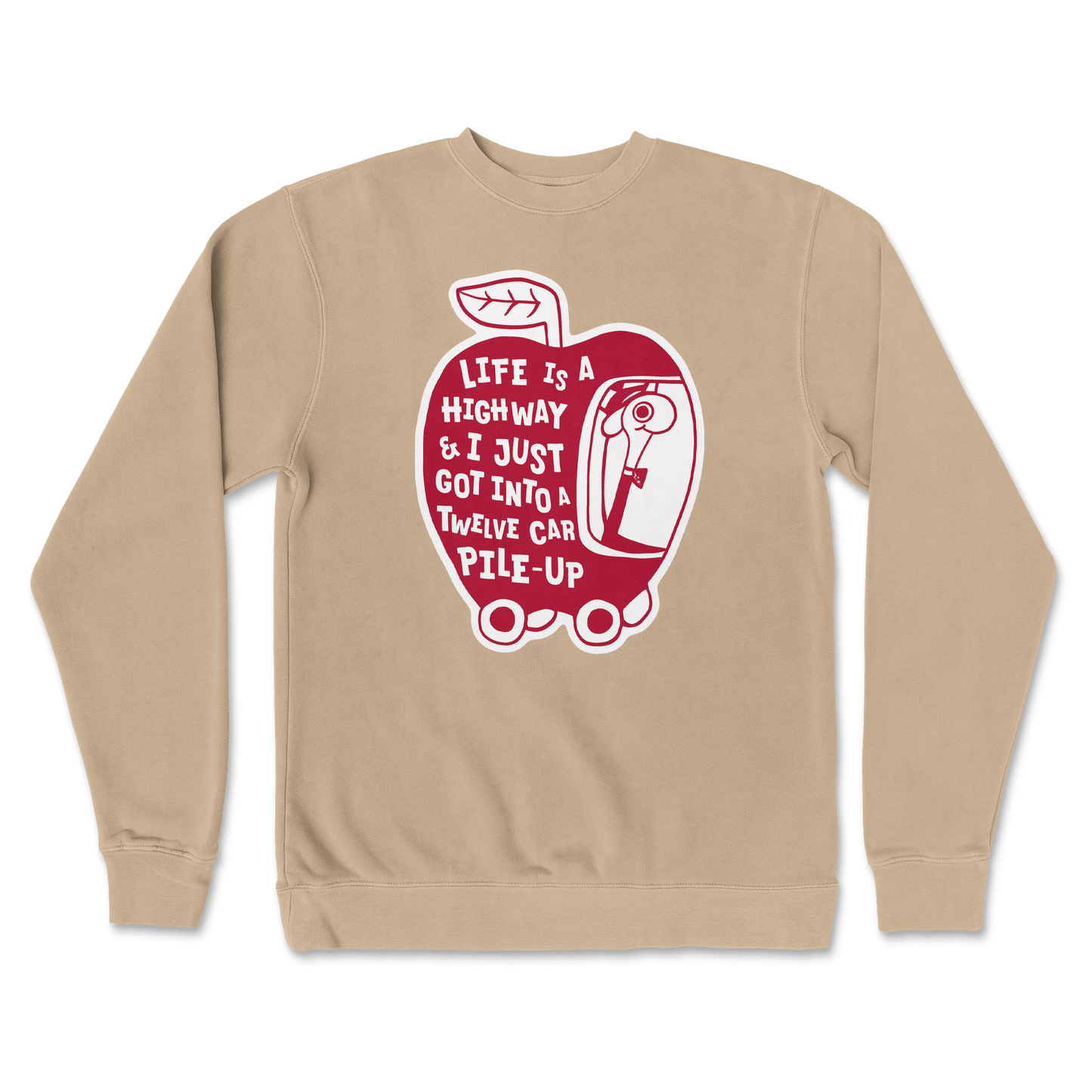 Independent Clothing Co. Crew Neck Life Is A Highway in Sandstone