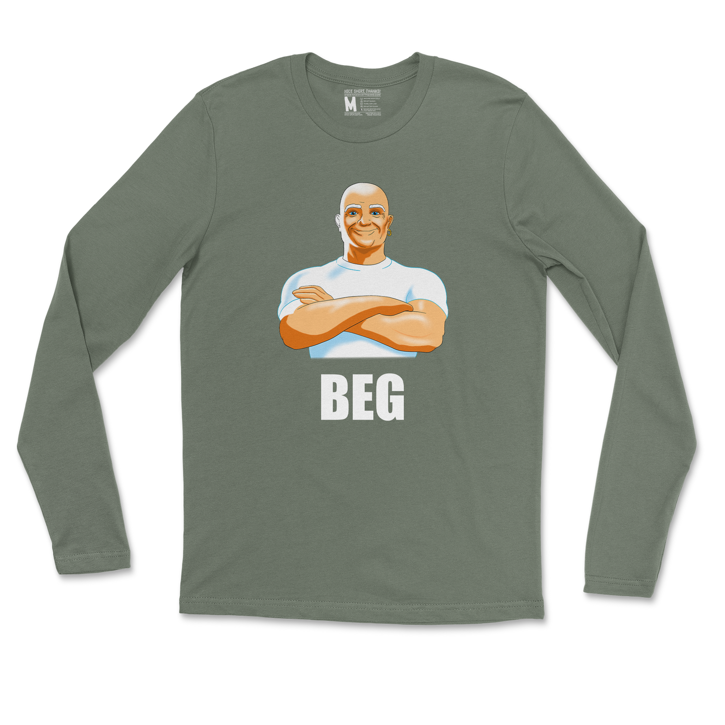 Gildan SoftStyle Long Sleeve Beg in Military Green