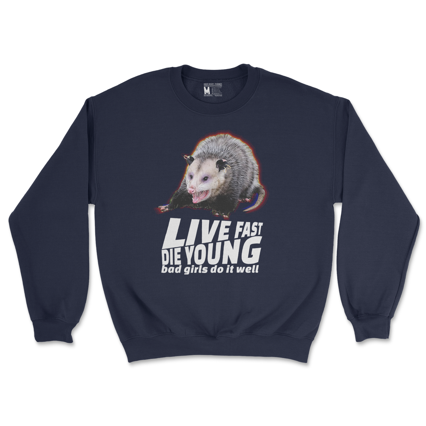 Gildan SoftStyle Crew Neck Live Fast Die Young in Navy