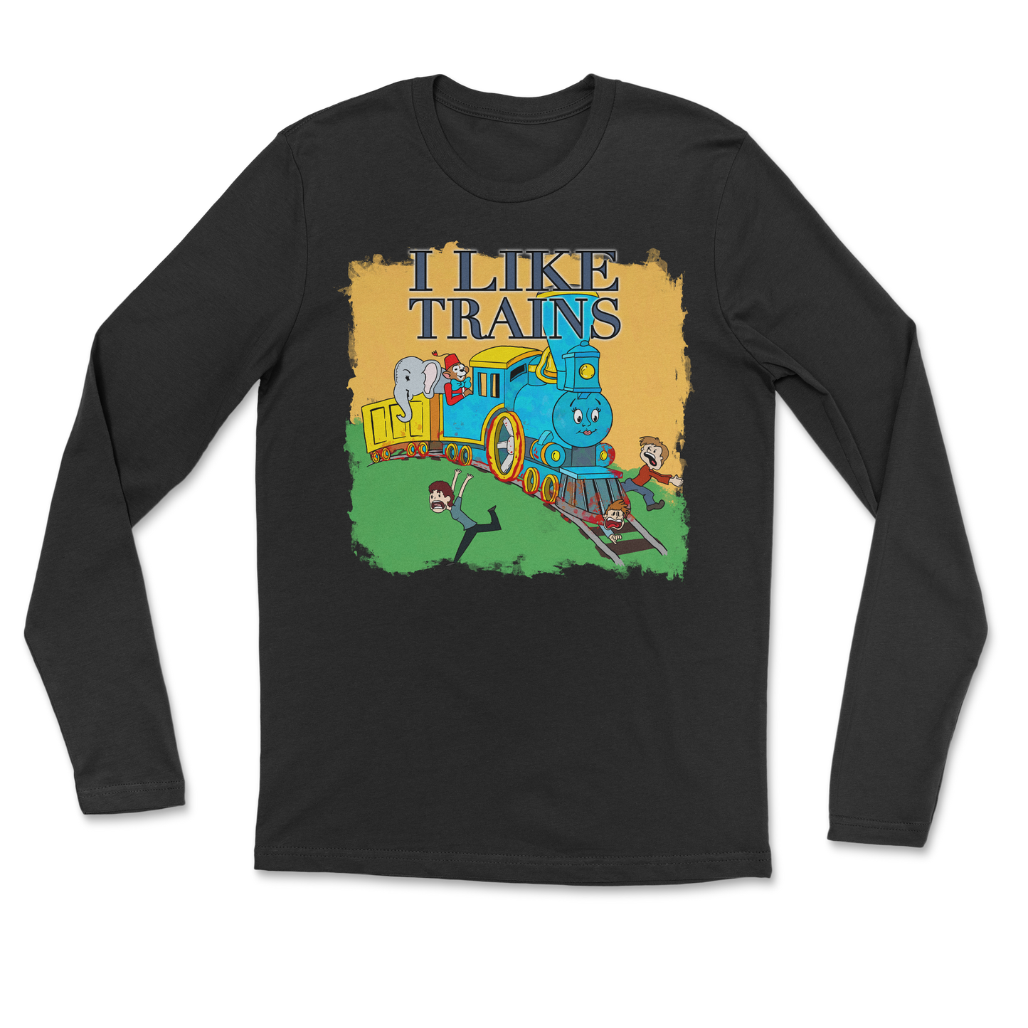 Heavy Blend Long Sleeve I Like Trains in Black