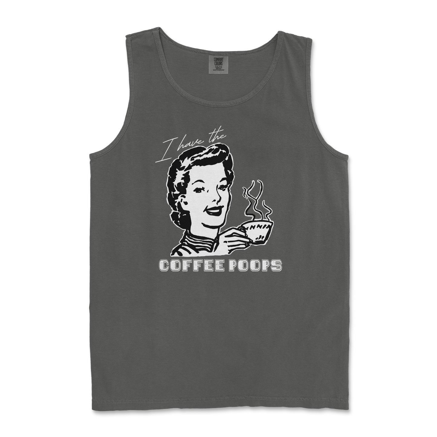Comfort Colors Tank Top Coffee Poops in Pepper