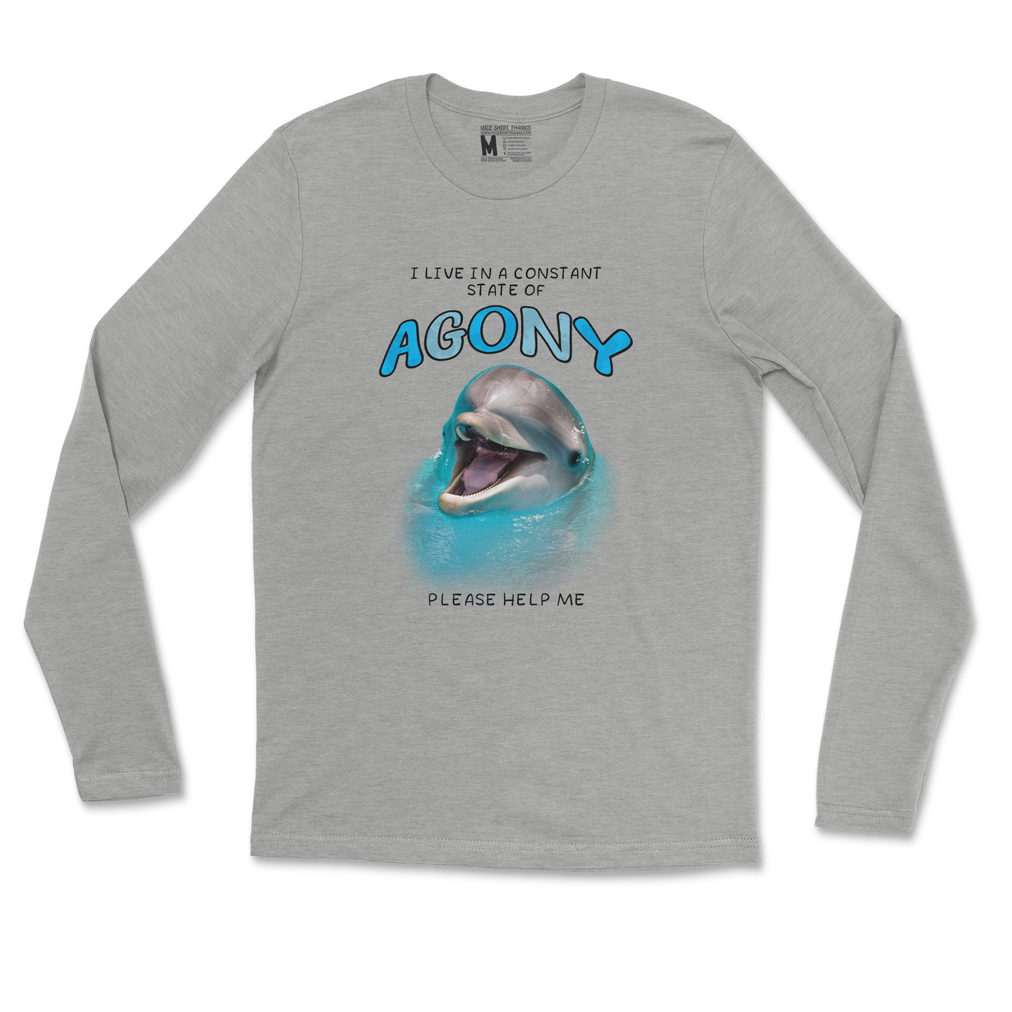 Gildan SoftStyle Long Sleeve Agony Dolphin in Sports Grey