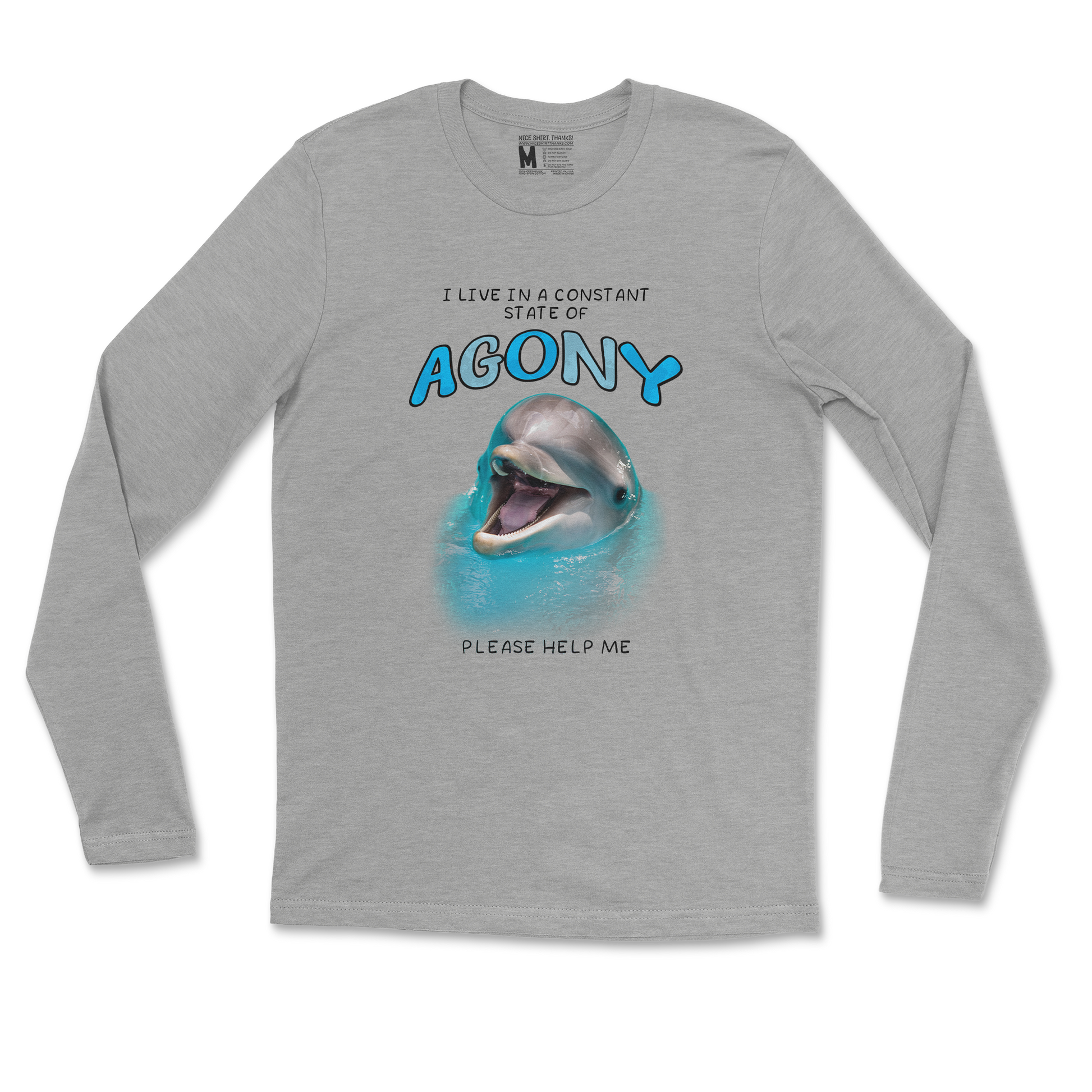 Gildan SoftStyle Long Sleeve Agony Dolphin in Sports Grey