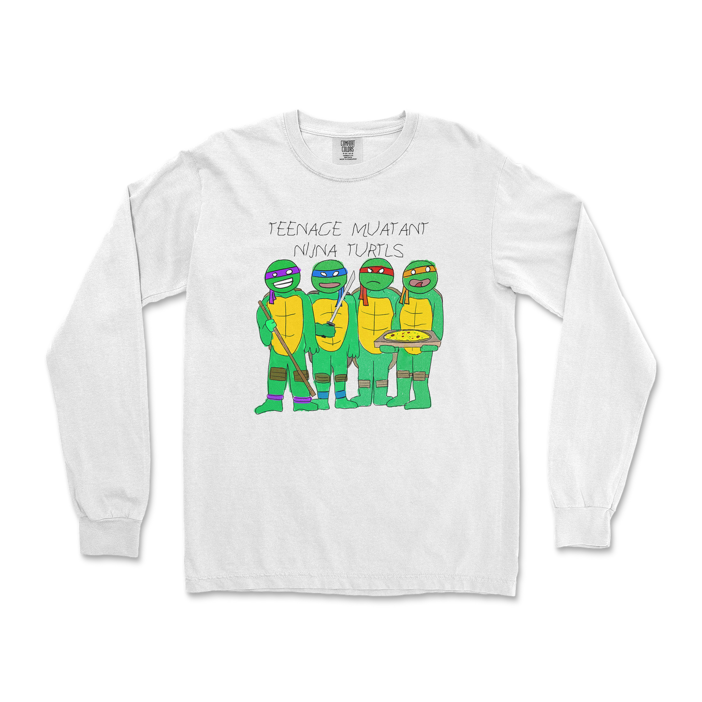 Comfort Colors Long Sleeve Ninja Turtles in White