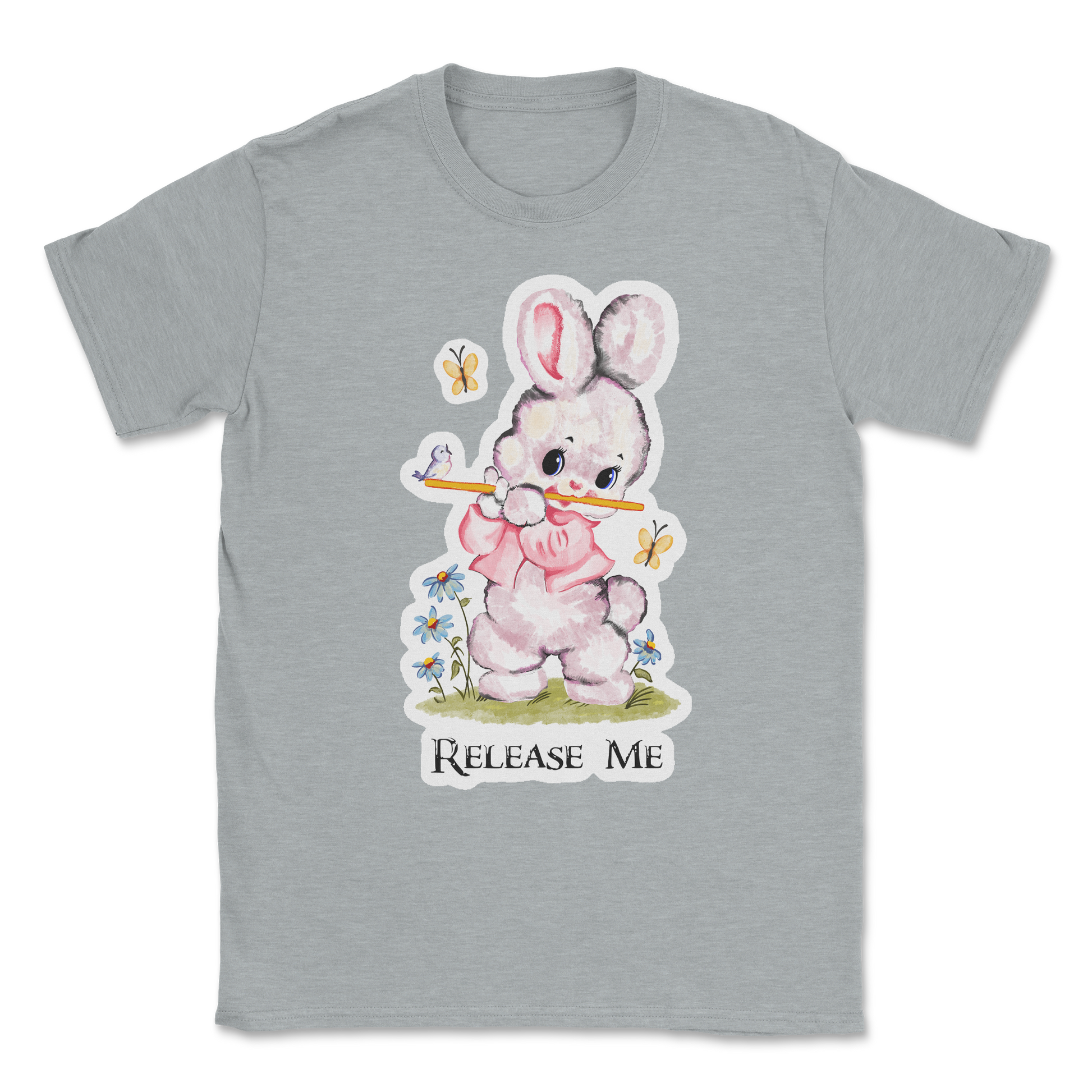 Heavy Blend T-Shirt Cute Bunny in Sports Grey