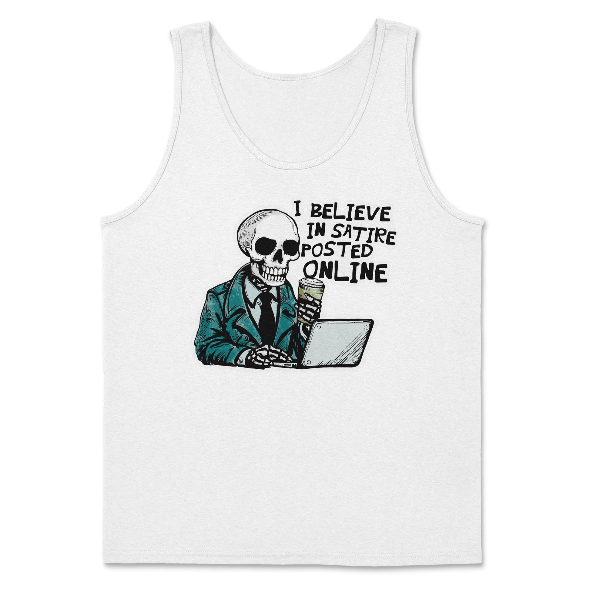 Heavy Blend Tank Top Believe in Satire in White