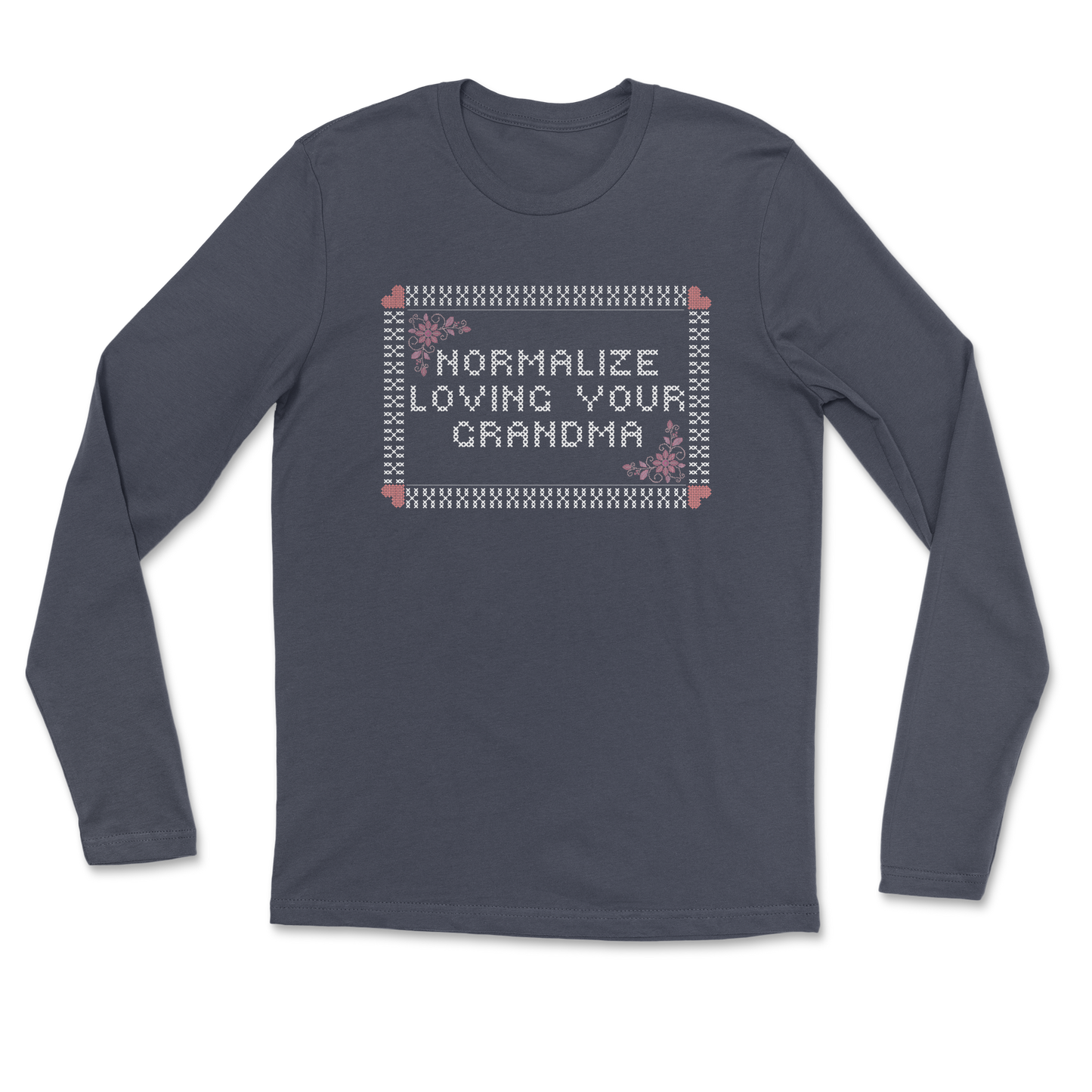 Heavy Blend Long Sleeve Cross Stitch in Navy