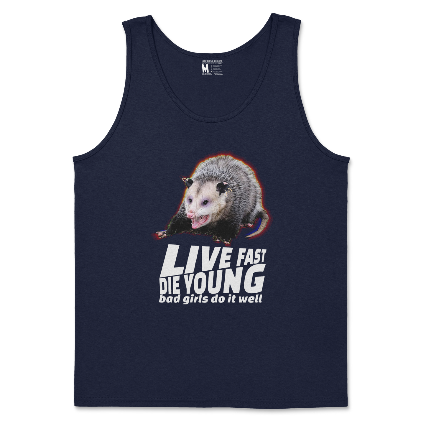 Gildan SoftStyle Tank Top Live Fast Die Young in Navy