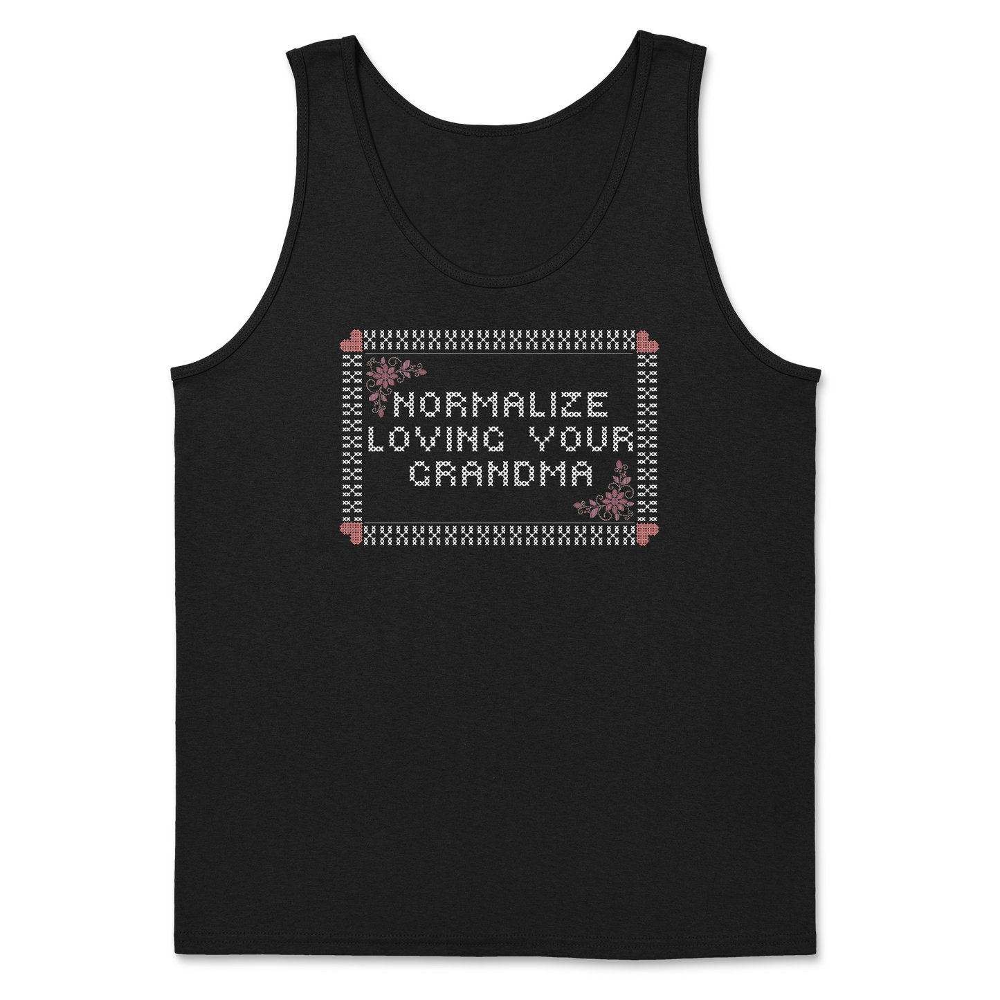 Heavy Blend Tank Top Cross Stitch in Black