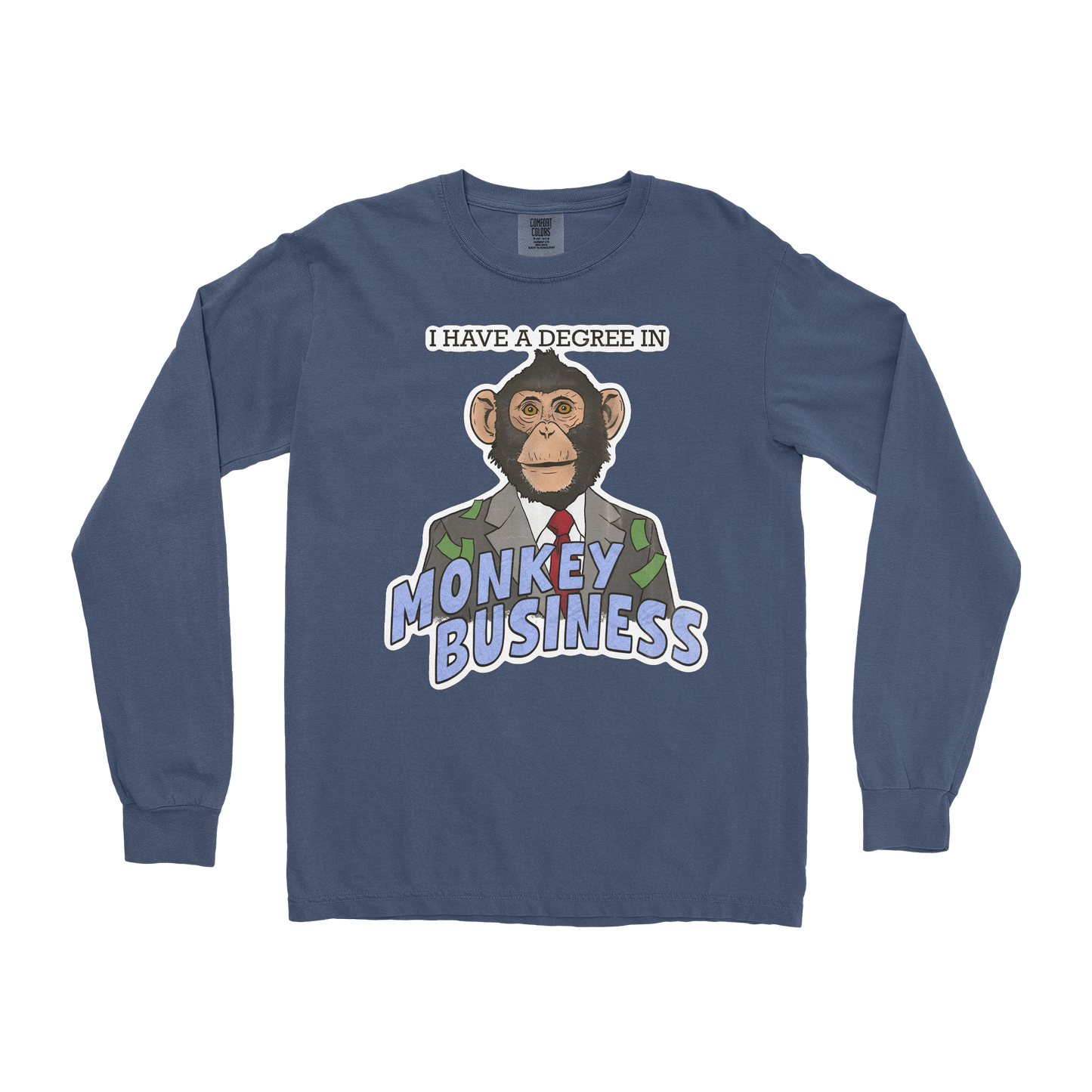 Comfort Colors Long Sleeve Monkey Business in Midnight