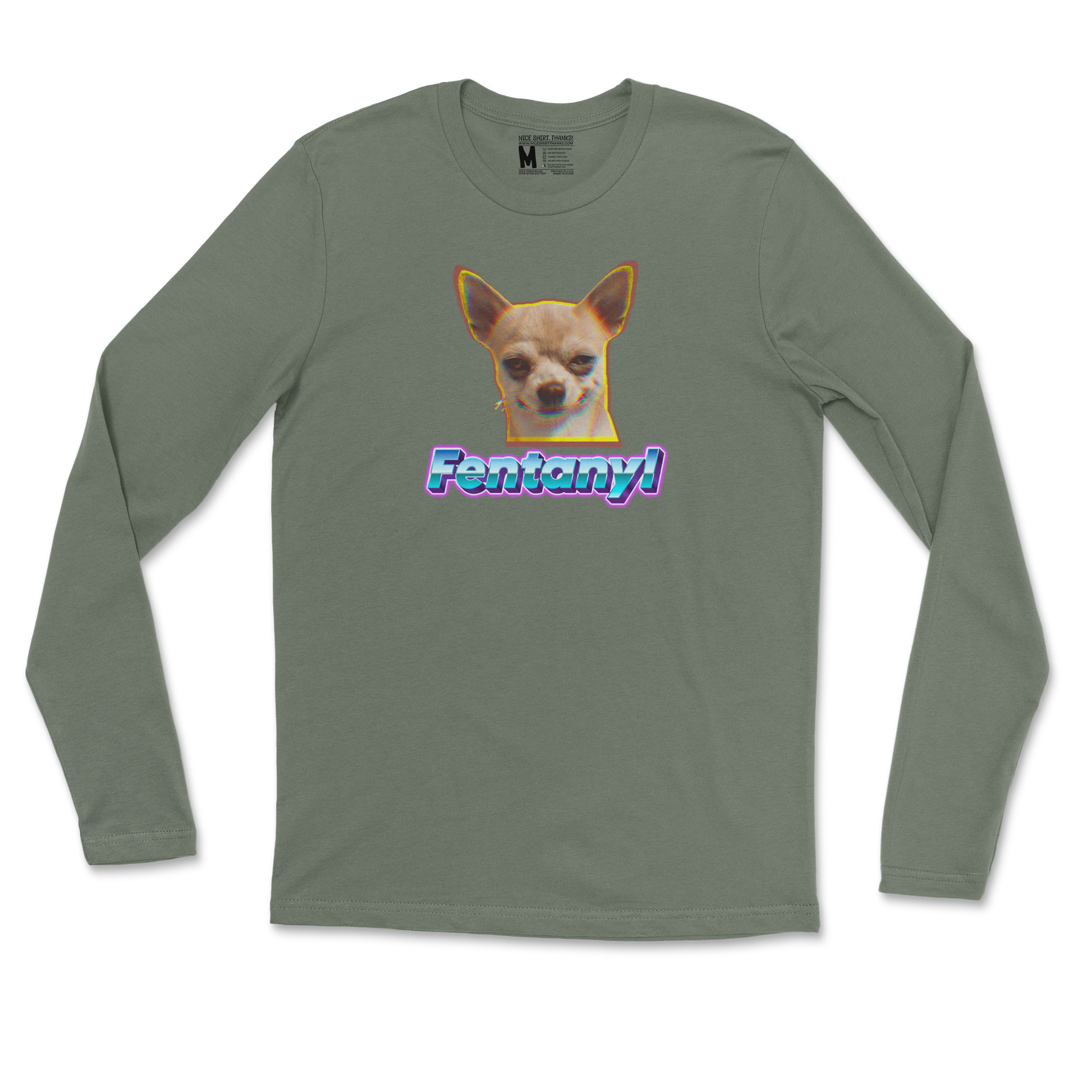 Gildan SoftStyle Long Sleeve Fent in Military-Green