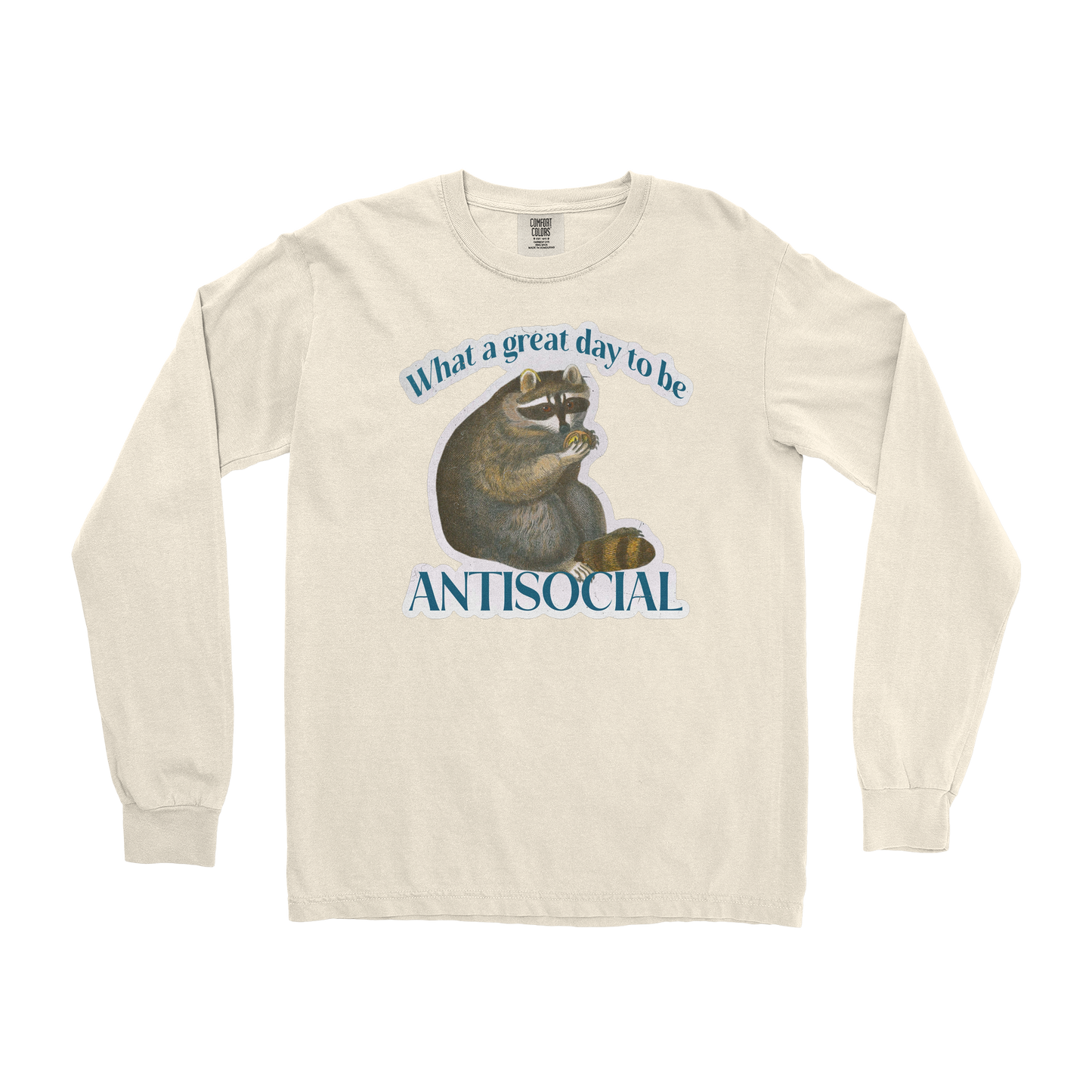 Comfort Colors Long Sleeve Antisocial in Ivory