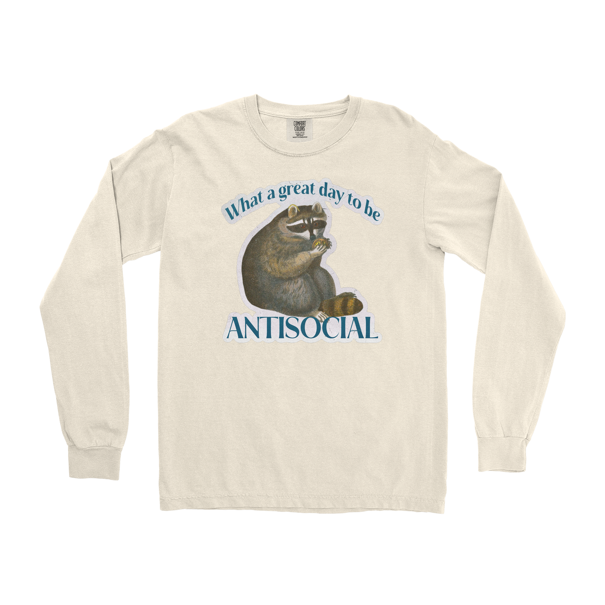 Comfort Colors Long Sleeve Antisocial in Ivory