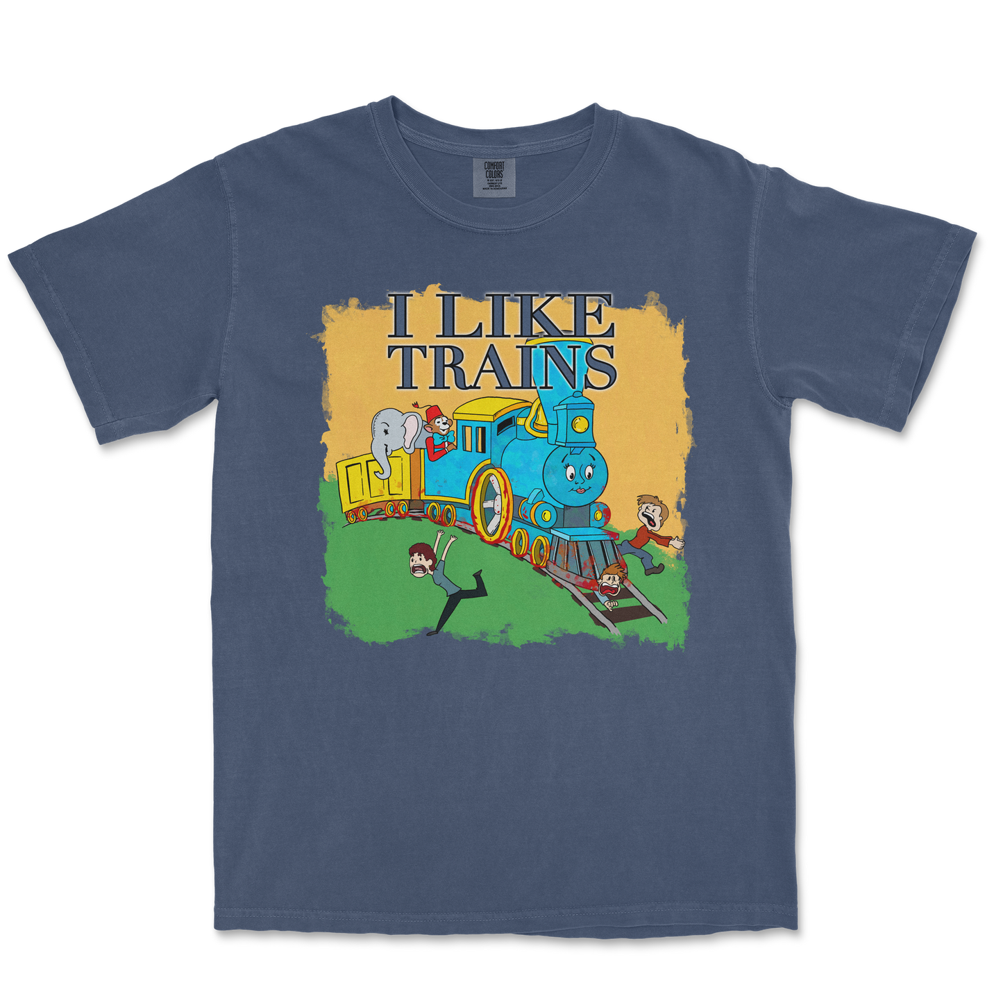 Comfort Colors T-Shirt I Like Trains in Midnight
