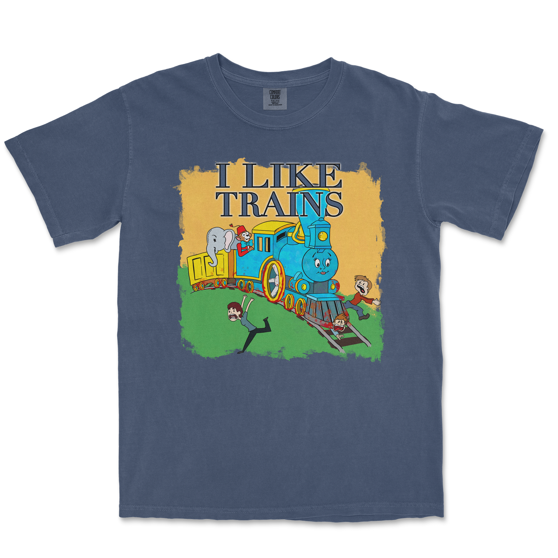 Comfort Colors T-Shirt I Like Trains in Midnight