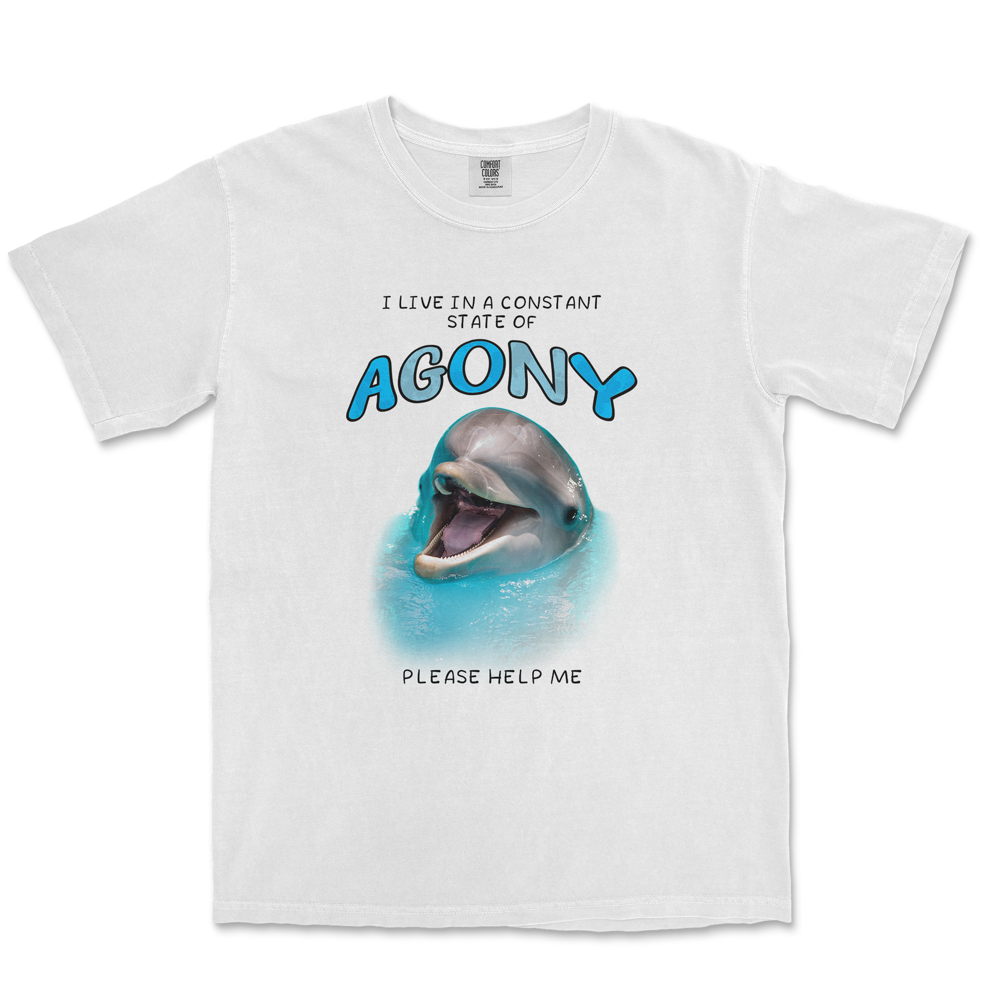 Comfort Colors T-Shirt Agony Dolphin in White