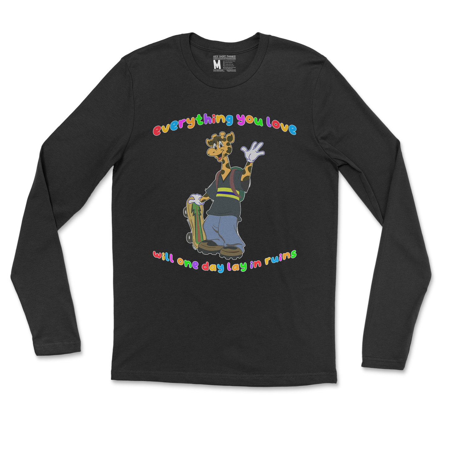 Gildan SoftStyle Long Sleeve Jerry the Giraffe in Black