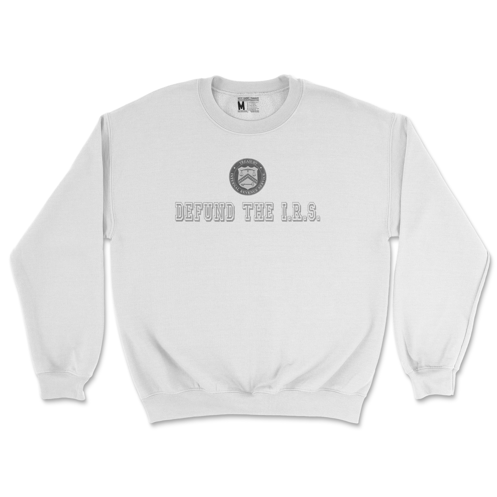 Gildan SoftStyle Crew Neck Defund The I.R.S. in White