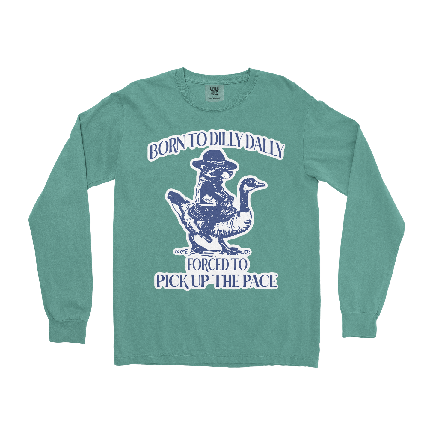 Comfort Colors Long Sleeve Dilly Dally in Light-Green