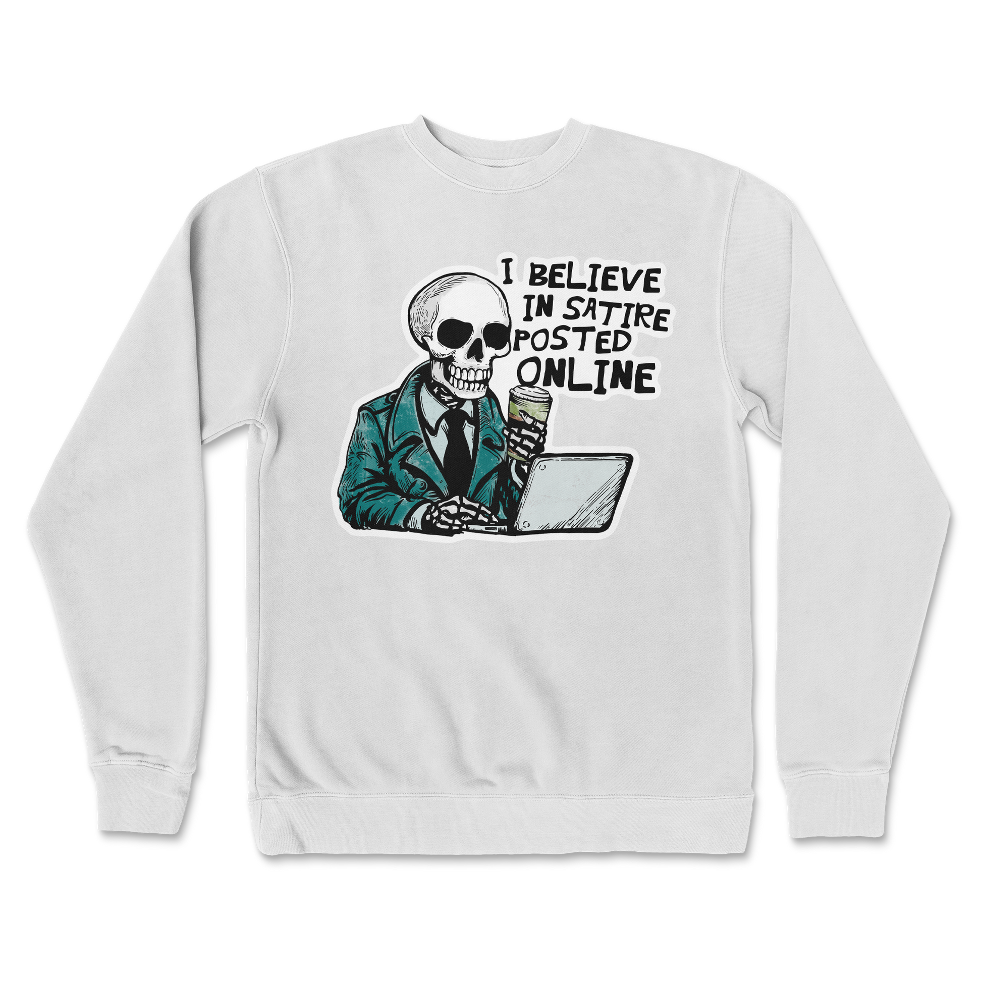 Independent Clothing Co. Crew Neck Believe in Satire in White