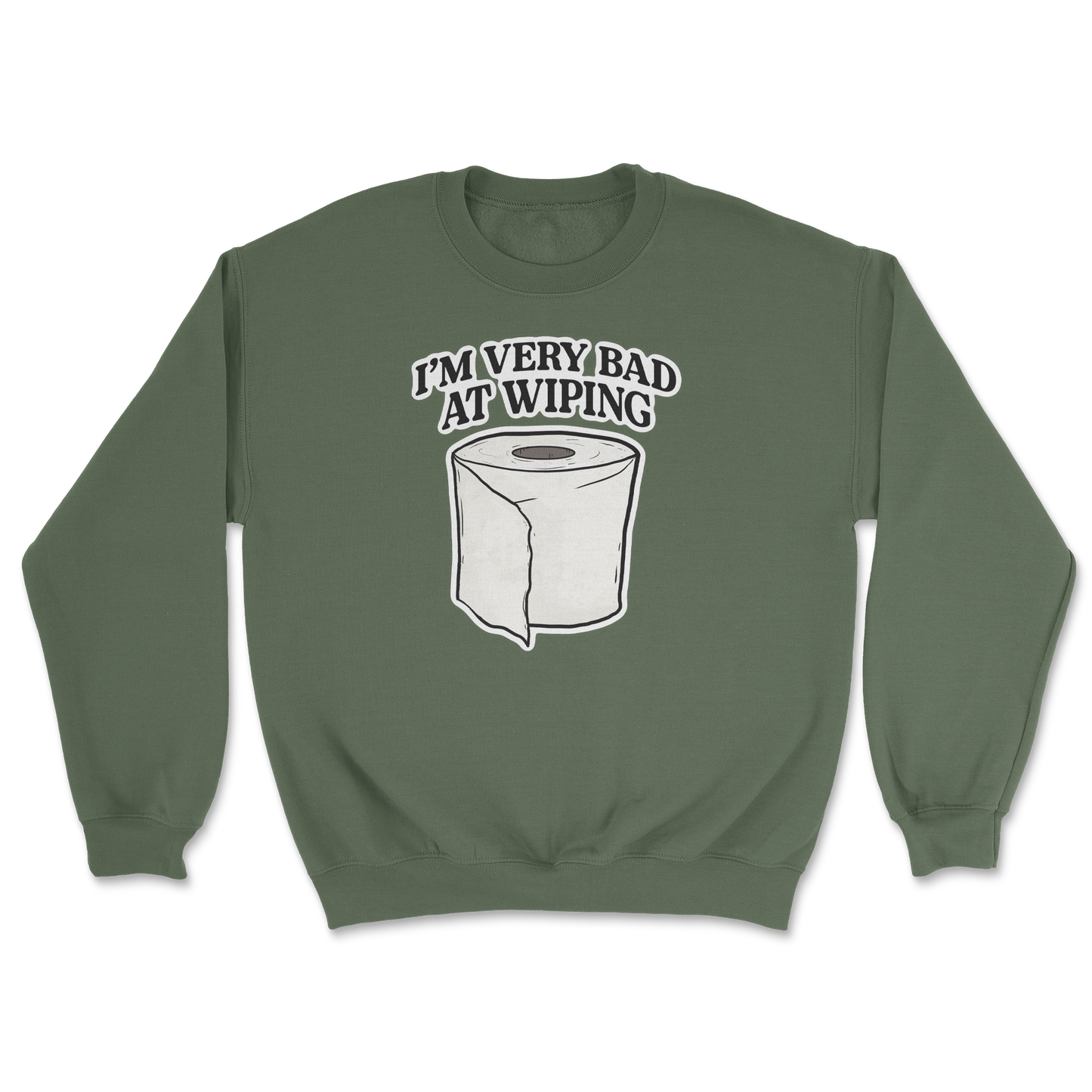 Heavy Blend Crew Neck Bad Wiper in Military Green