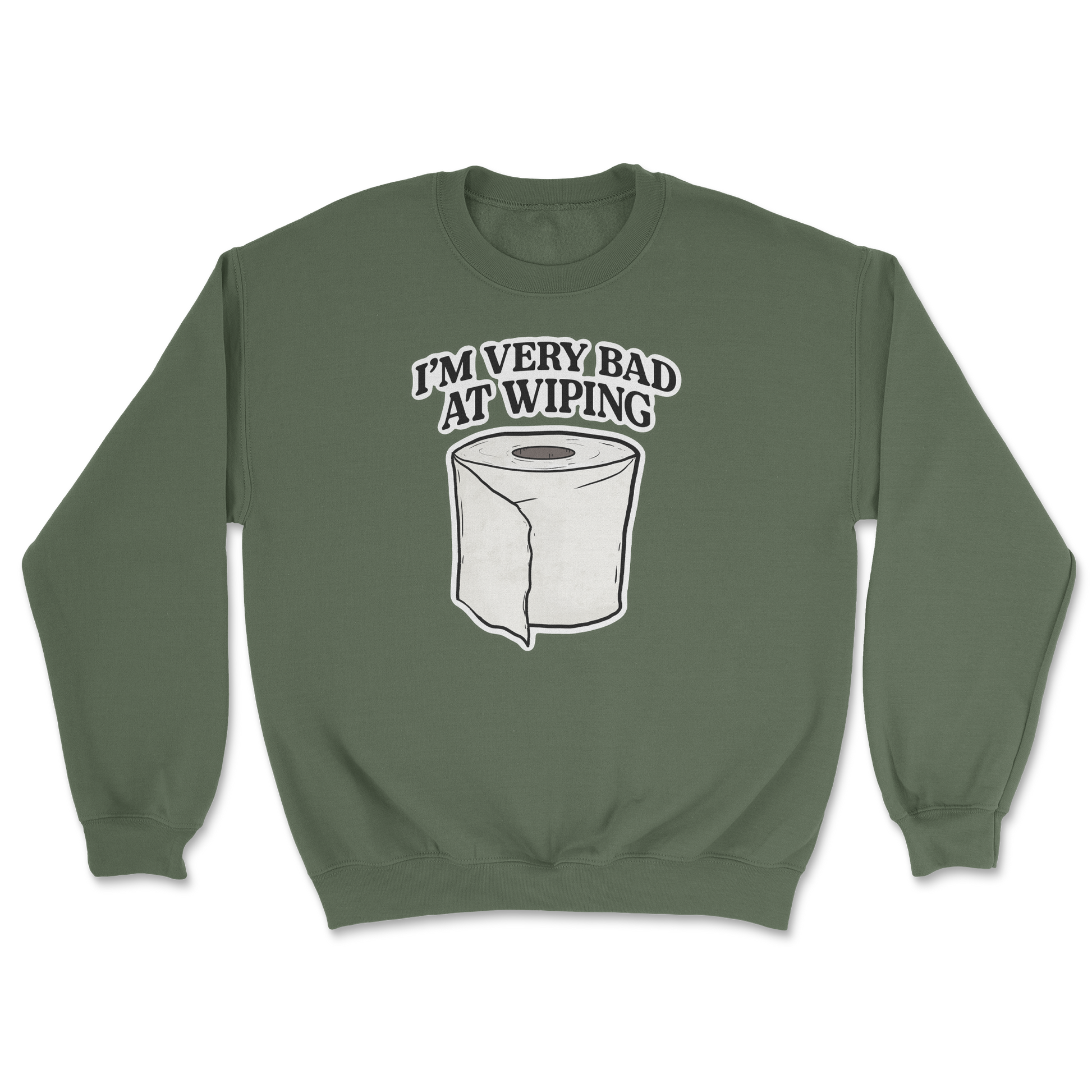Heavy Blend Crew Neck Bad Wiper in Military Green