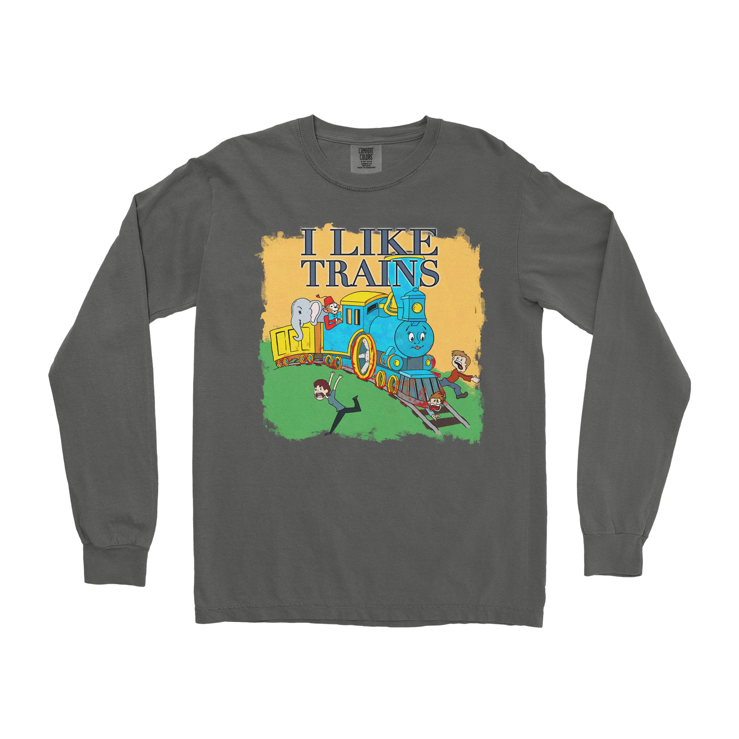 Comfort Colors Long Sleeve I Like Trains in Pepper