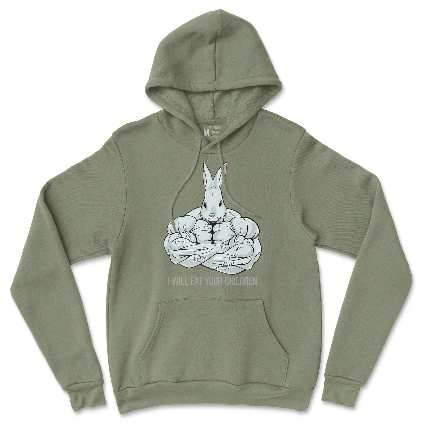 Gildan SoftStyle Hoodie Scary Rabbit in Military Green