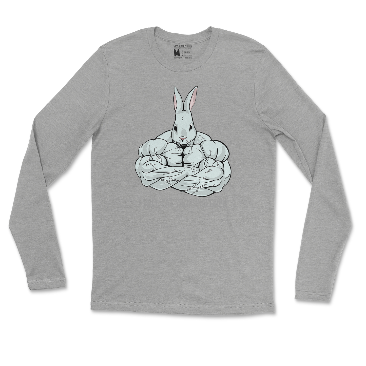 Gildan SoftStyle Long Sleeve Scary Rabbit in Sports Grey