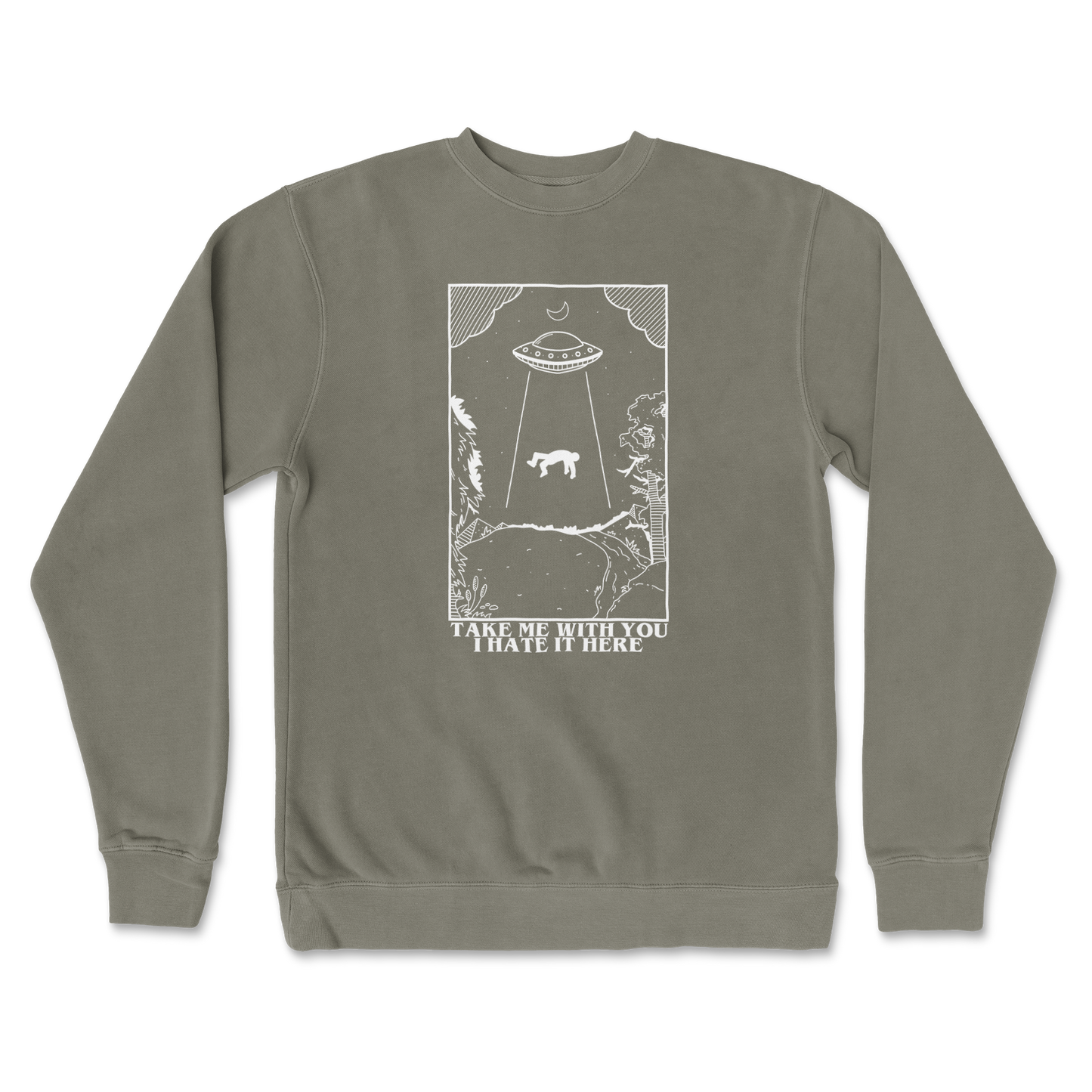 Independent Clothing Co. Crew Neck Abduct Me in Army