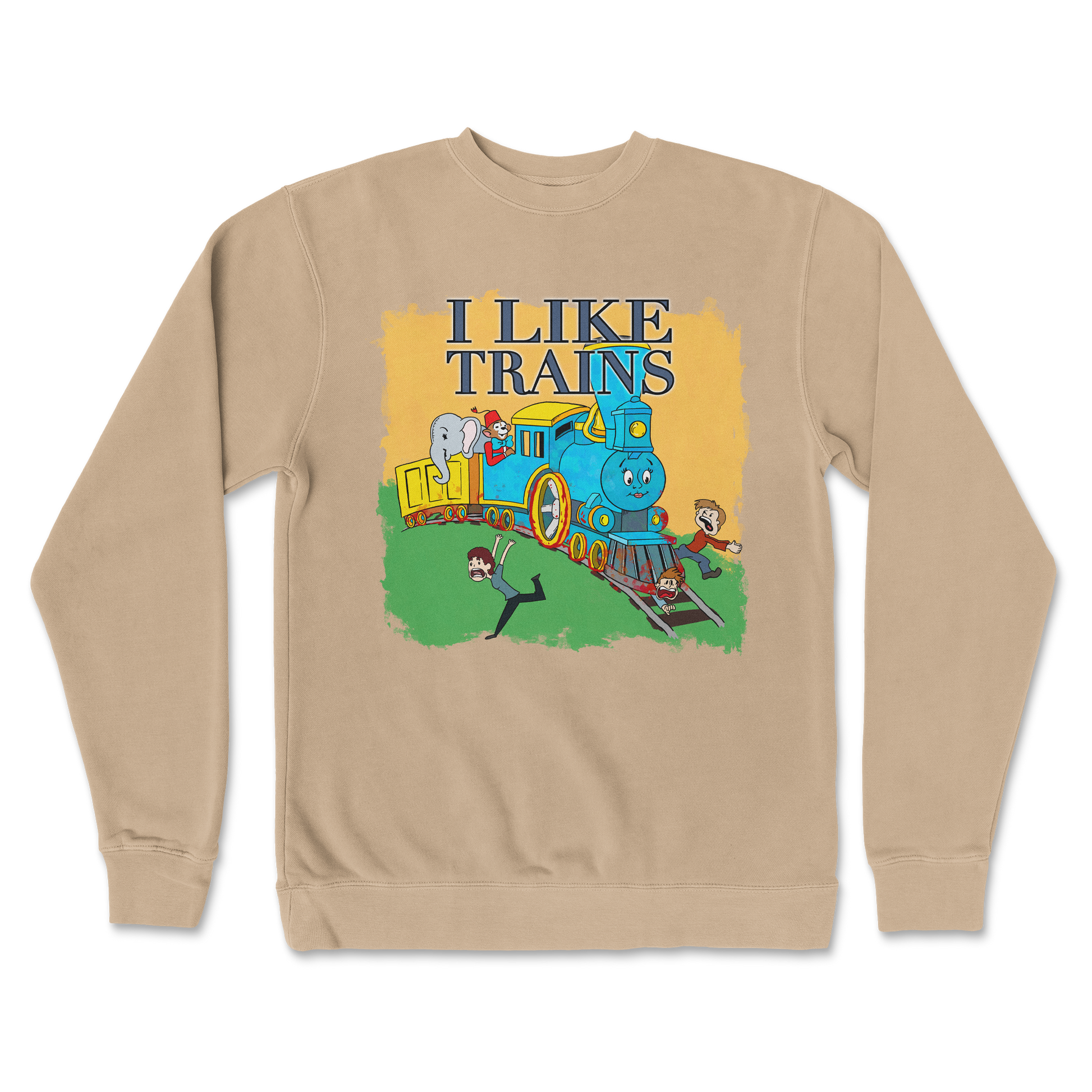 Independent Clothing Co. Crew Neck I Like Trains in Sandstone