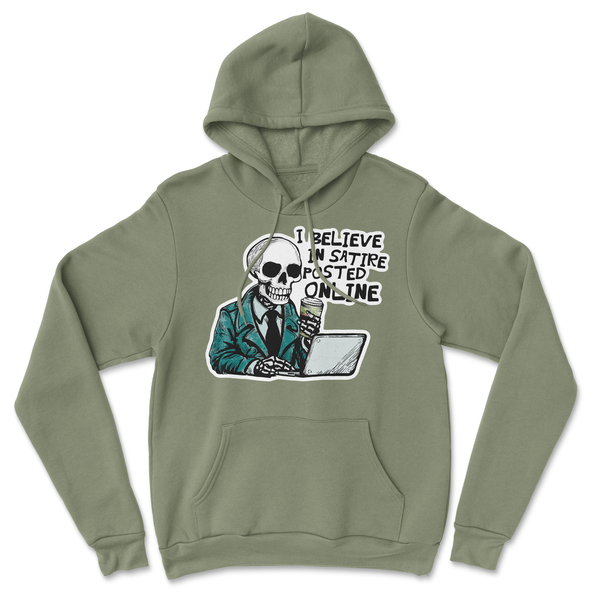 Heavy Blend Hoodie Believe in Satire in Military Green
