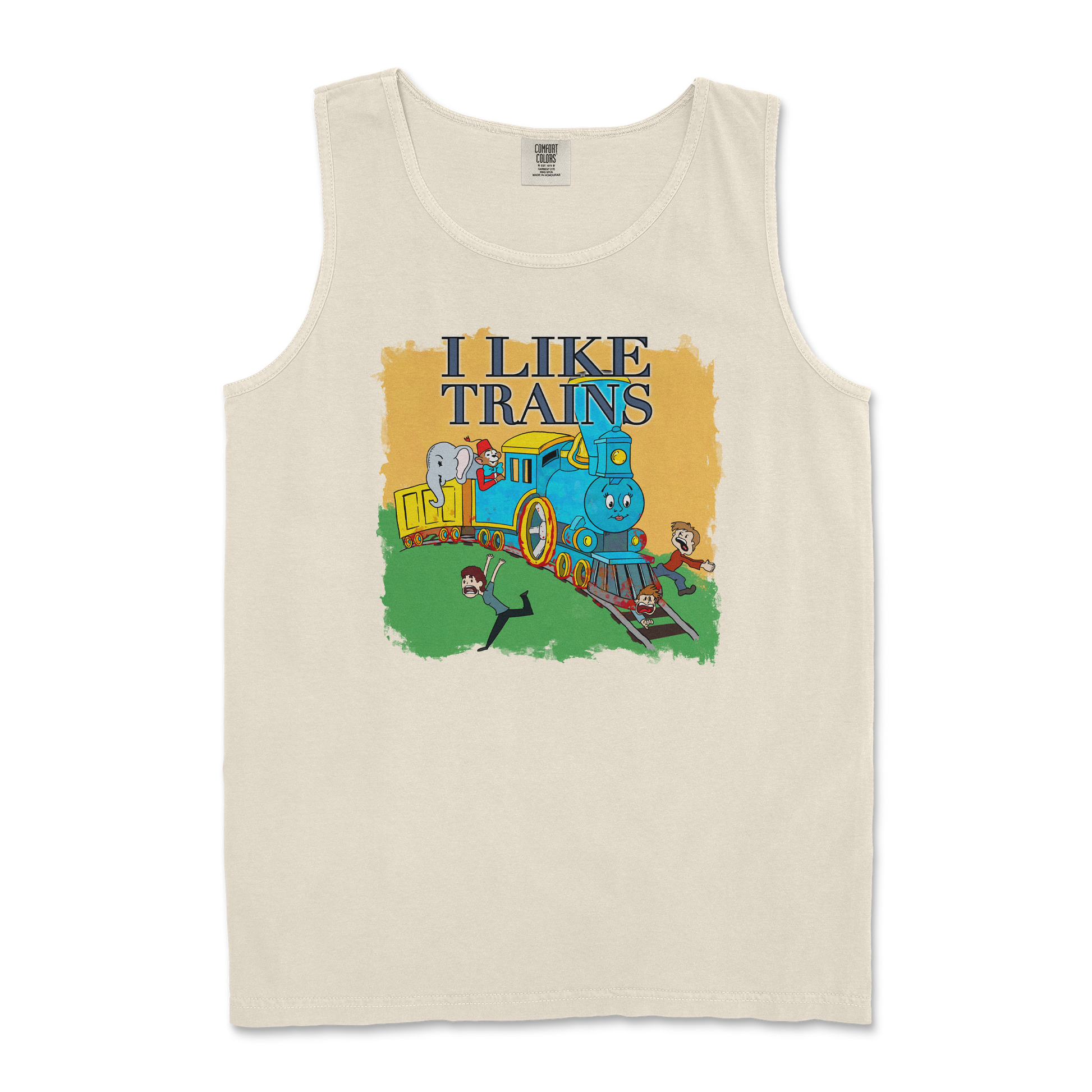 Comfort Colors Tank Top I Like Trains in Ivory