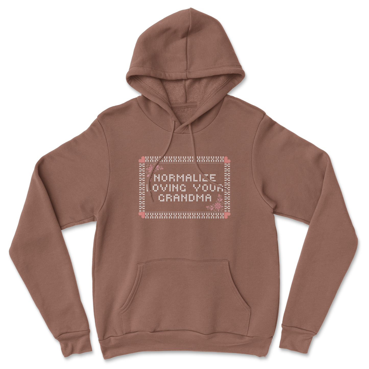 Heavy Blend Hoodie Cross Stitch in Cocoa